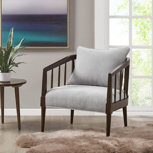 Transitional Wood Accent Chair, Brown/Grey