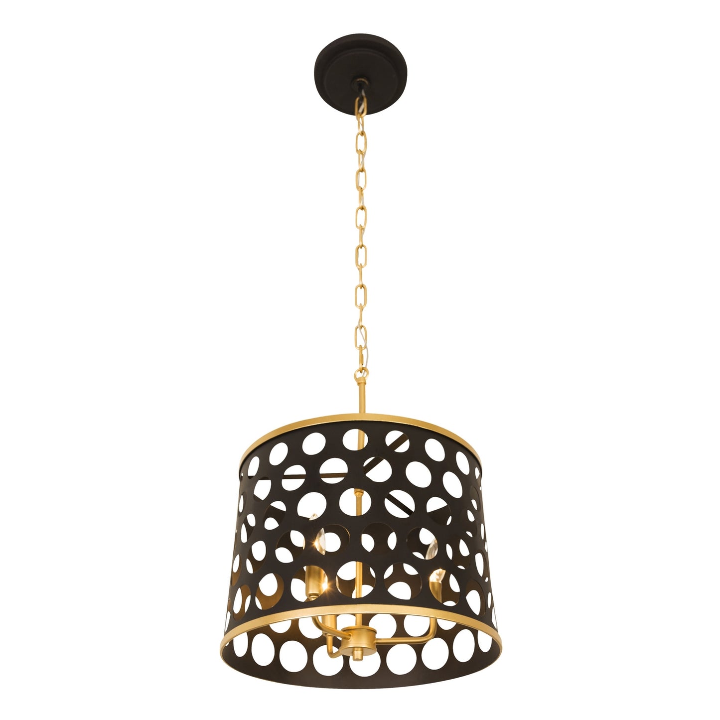 Bailey 3-Lt Pendant/Semi-Flush - Matte Black/French Gold