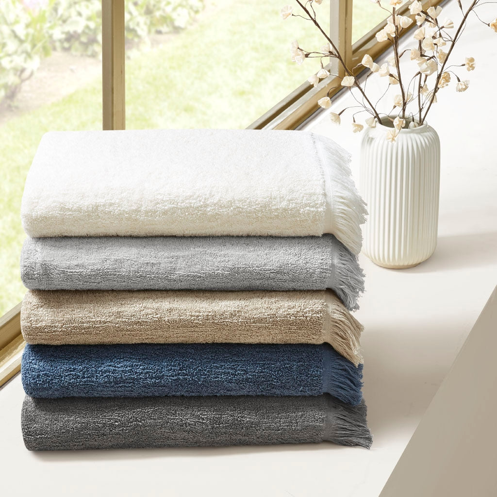 Terry Cotton 630gsm Fringed 6-Piece Towel Set, Dark Gray