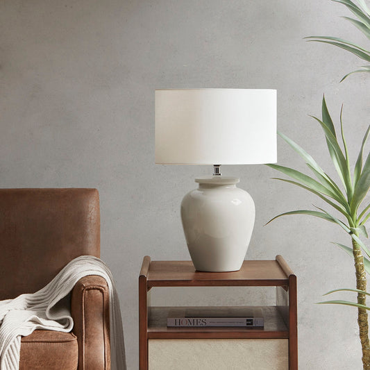 Vase Shape Ceramic Table Lamp, Cream