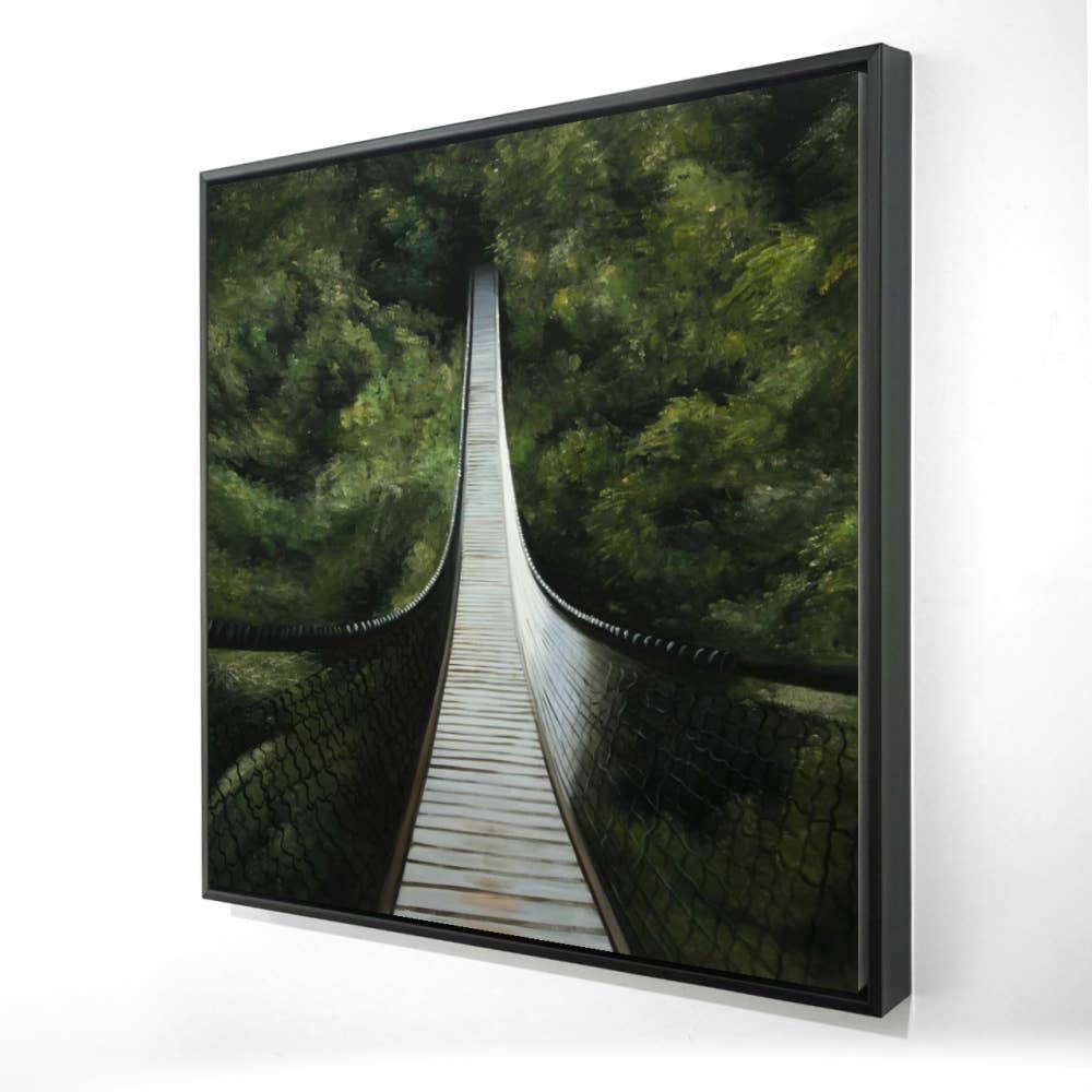 Suspended Bridge in the | Framed Print On Canvas 48" X 48"