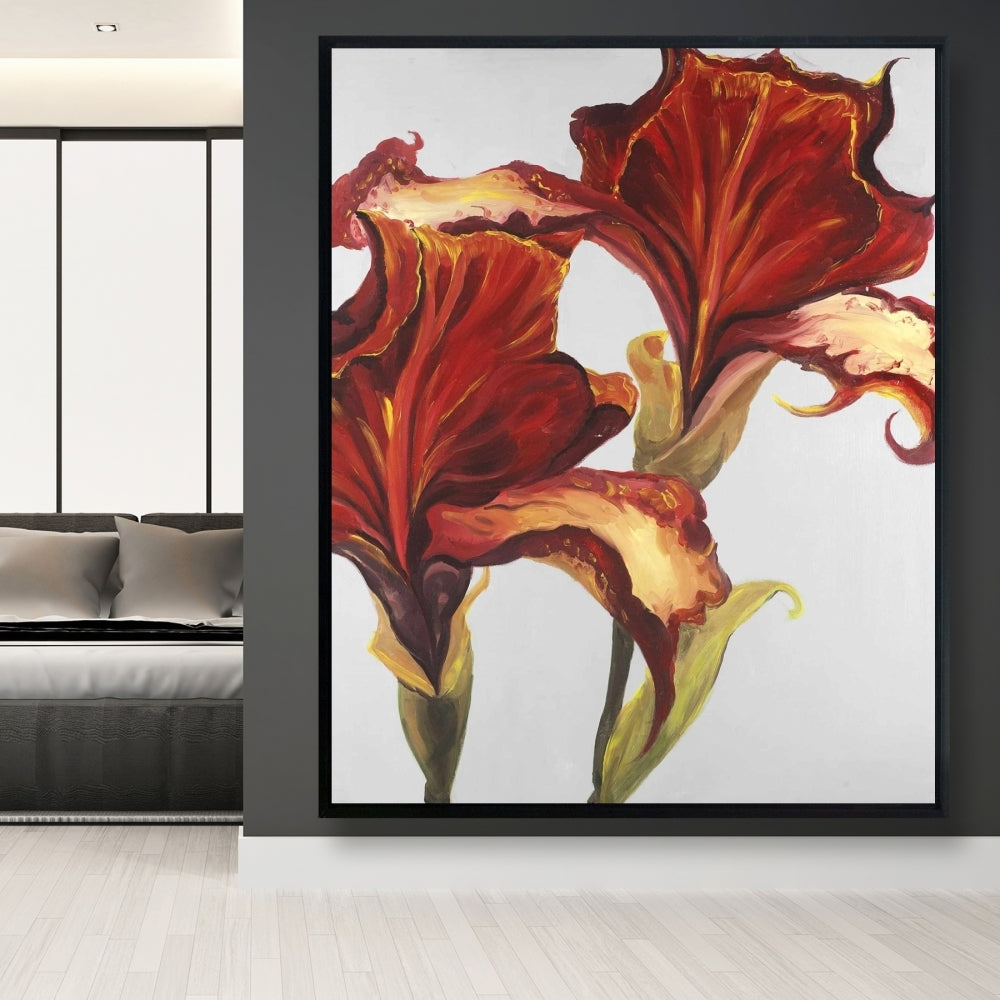 Lilies with Fall Colors | Framed Print On Canvas 48" X 60"