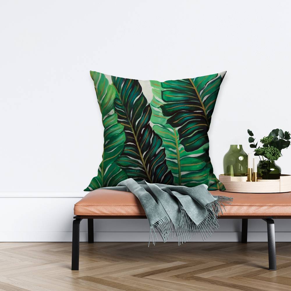 Several Exotic Plant Leaves | Indoor Pillow Cover 26" X 26"