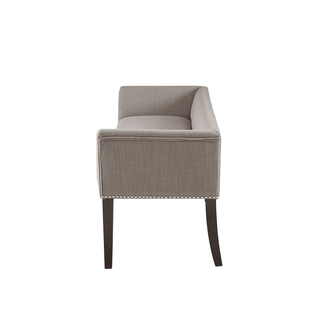 Flared Low Arm Low Back Accent Bench Chair, Grey