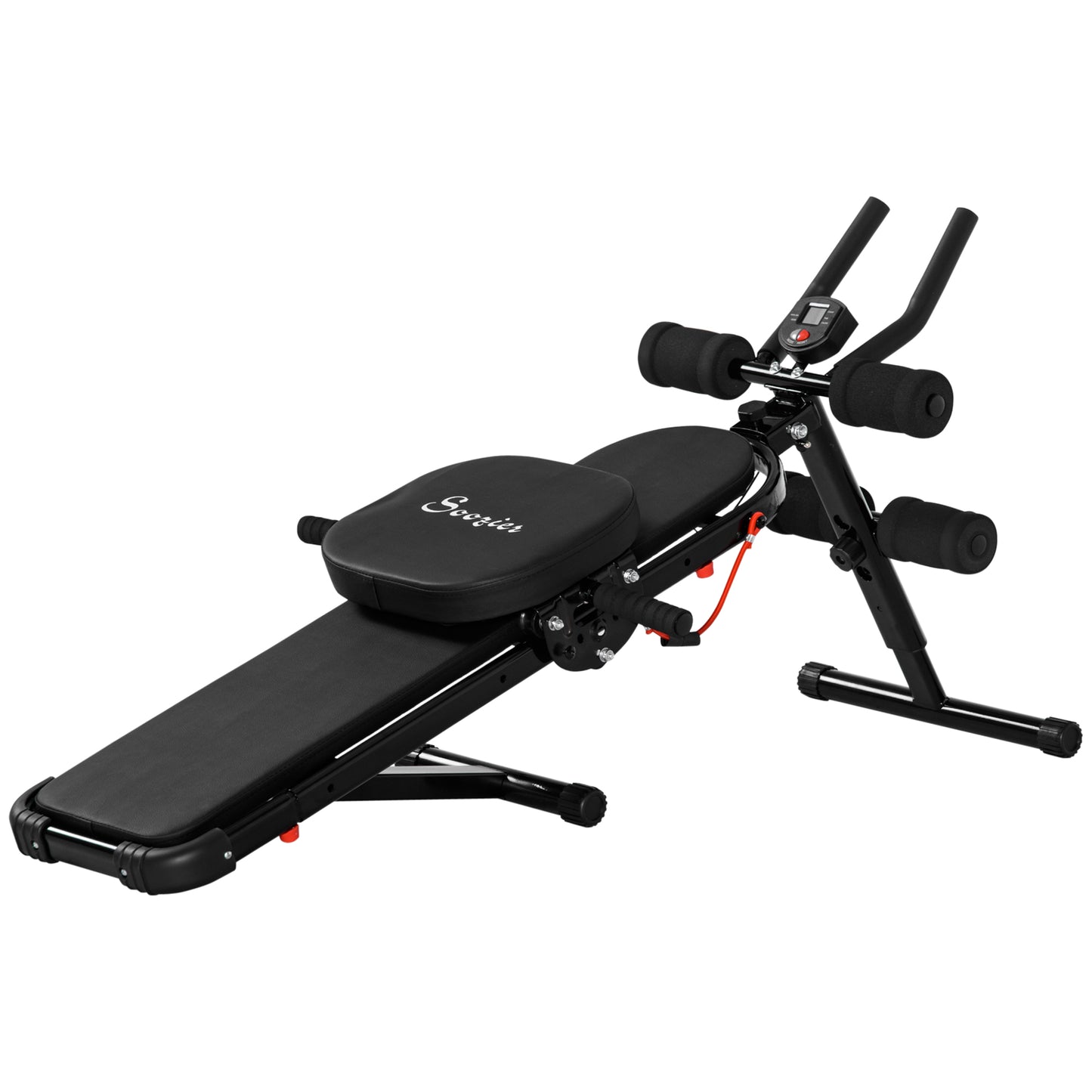 Multi-Workout Ab Machine Foldable Ab Workout Equipment Sit Up Bench Side Shaper Abdominal Cruncher with Resistance Bands & LCD Display for Core, Leg, Arm, Buttocks Shaper