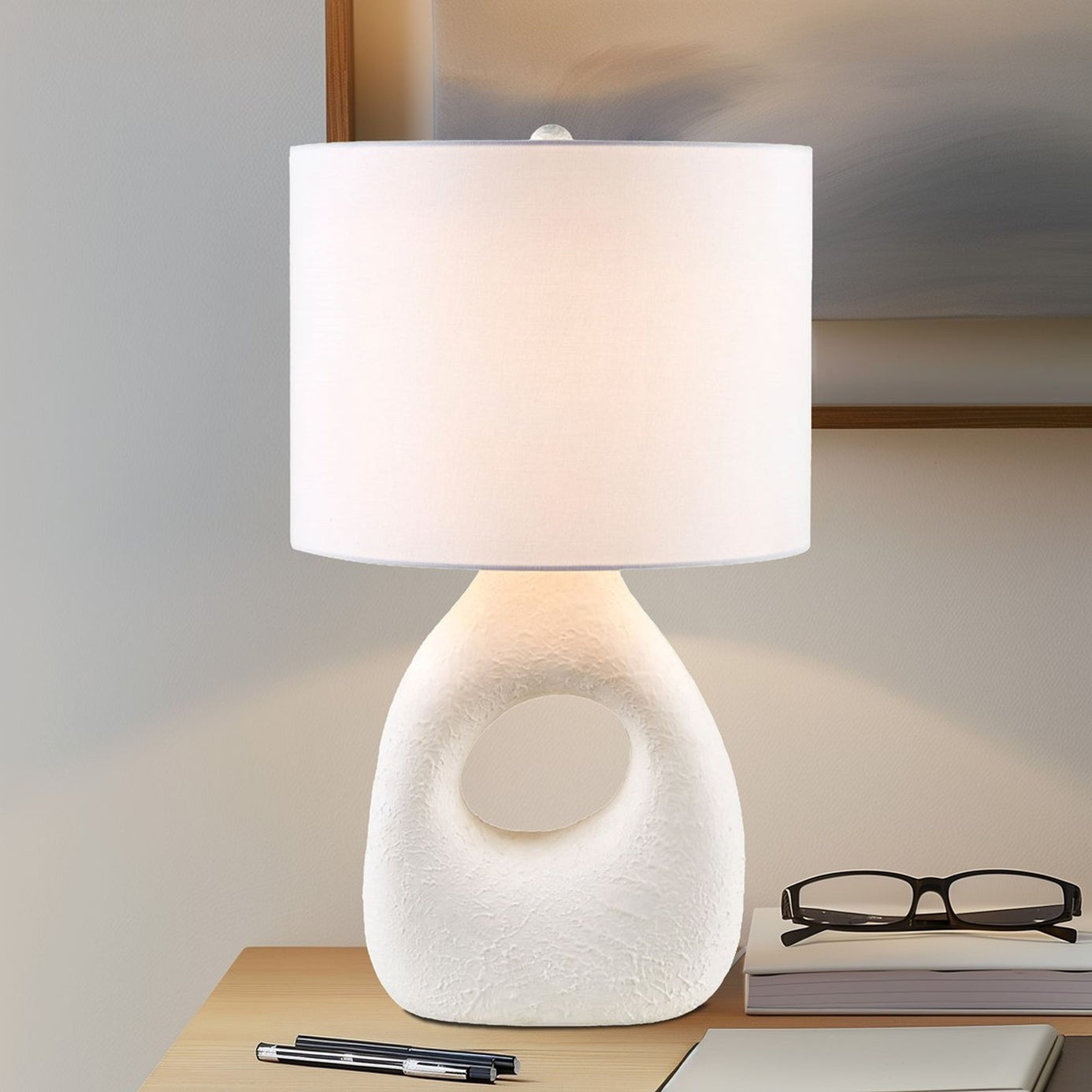 Contemporary White Ceramic Aesthetic Table Lamp