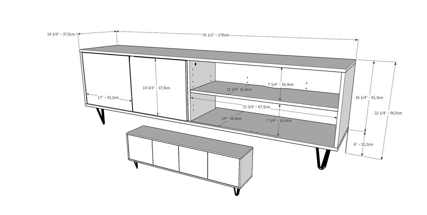 Nexera Slim Tv Stand, 72-inch, Walnut