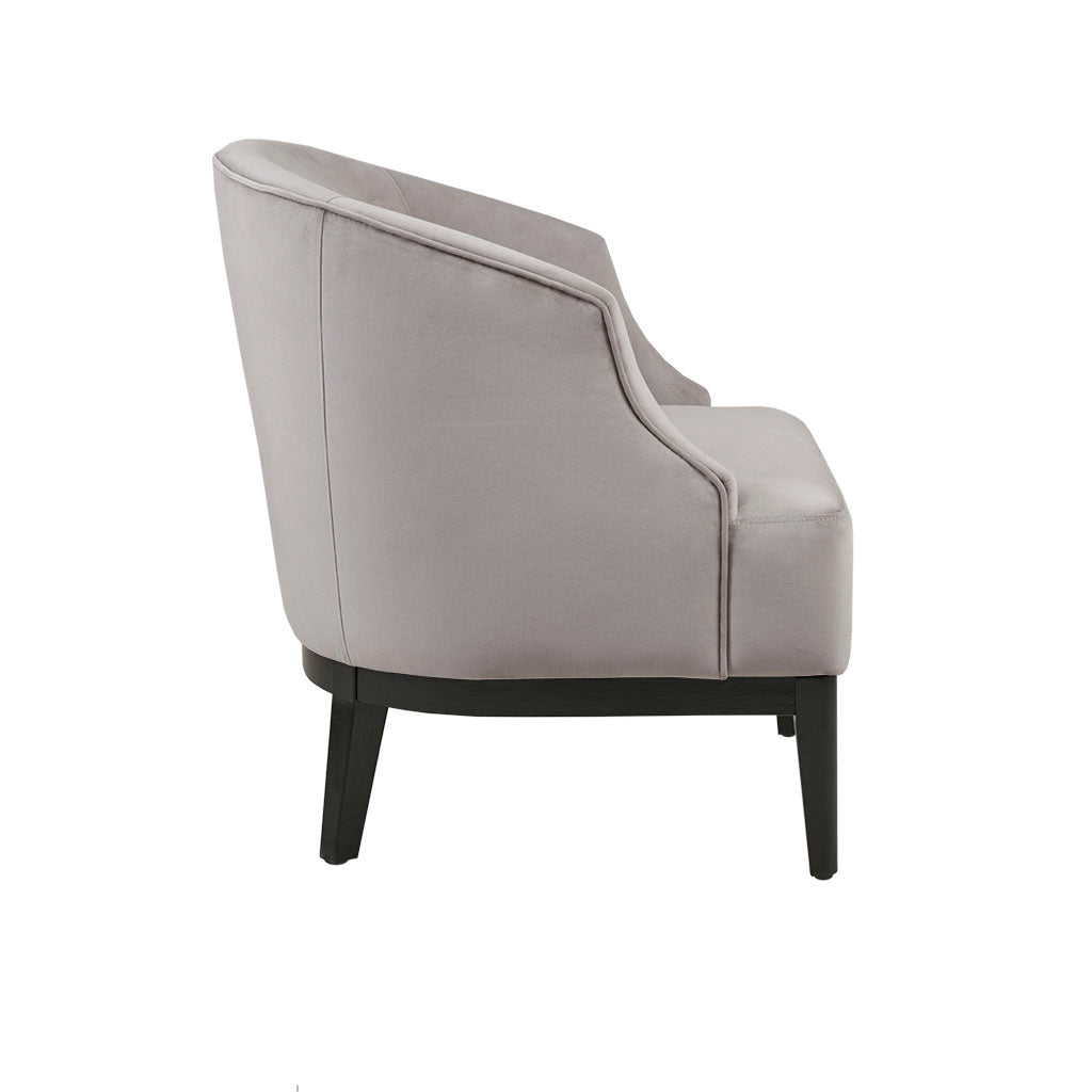 Velvet Curved Accent Chair with Tufted Back, Grey