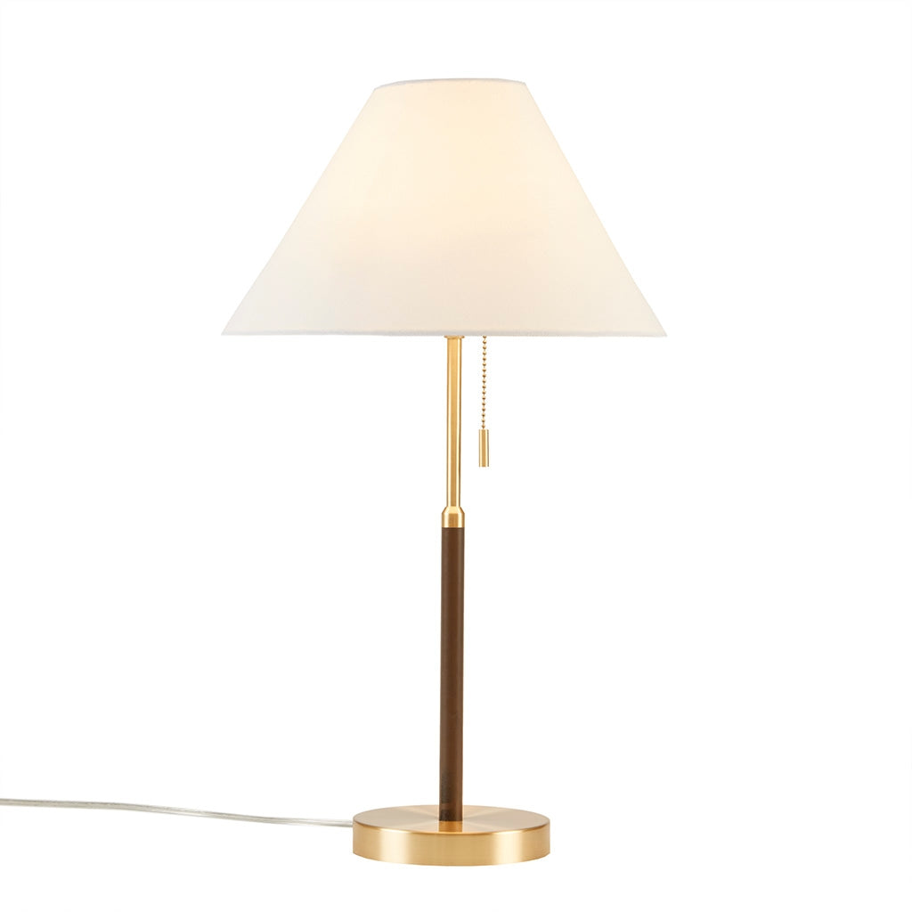 Mid-Century Pull Chain Table Lamp, Gold Brown