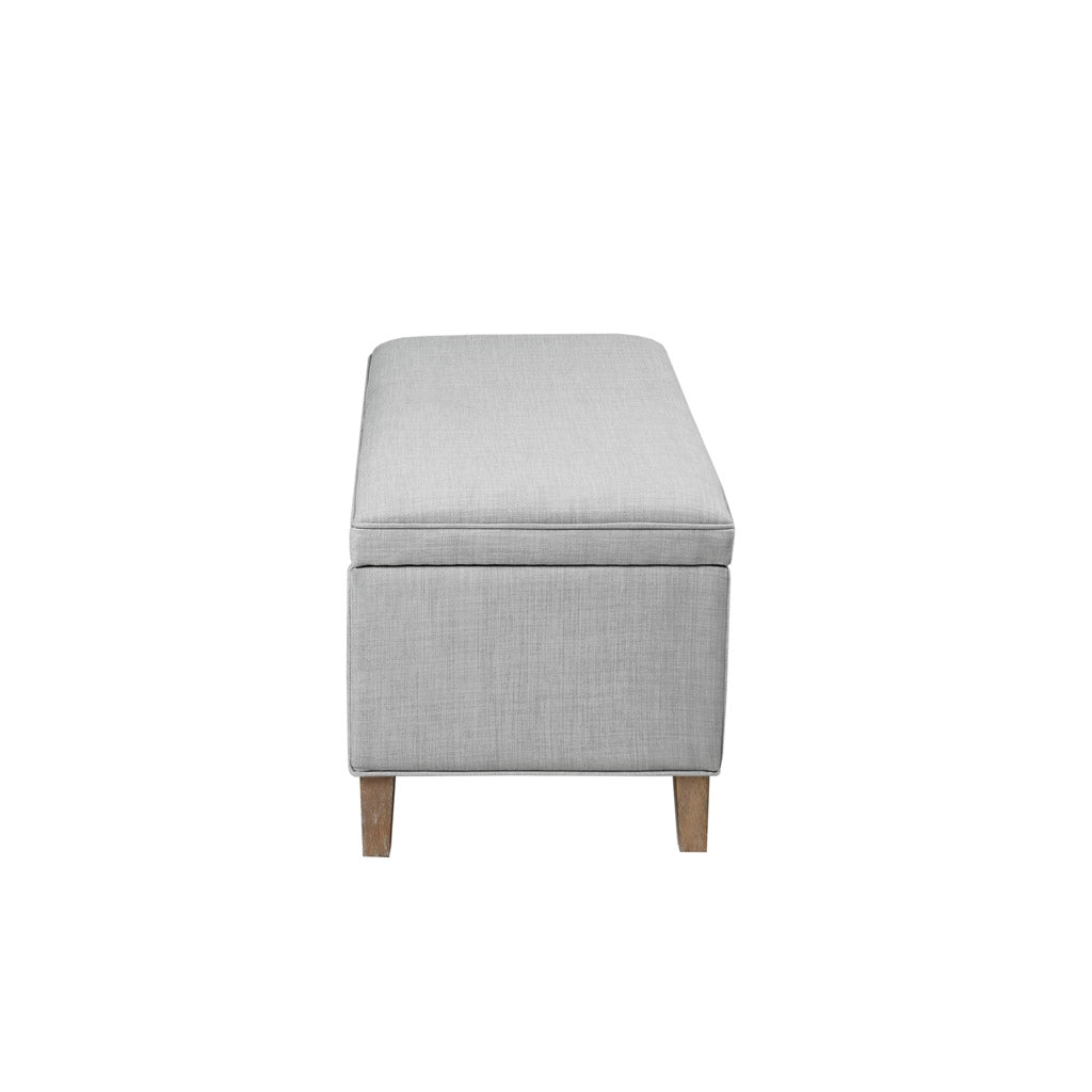 Transitional Upholstered Storage Bench, Grey