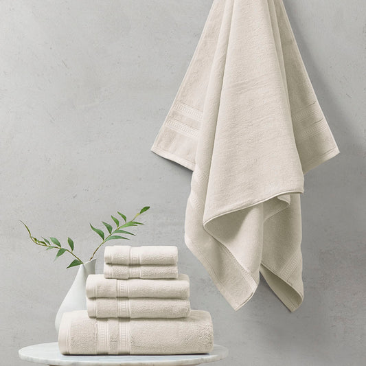 750g Premium Antimicrobial 6-Piece Towel Sets, Beige