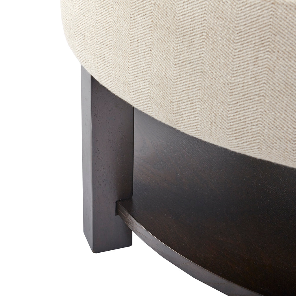 Morrocco Round Storage Ottoman, Cream