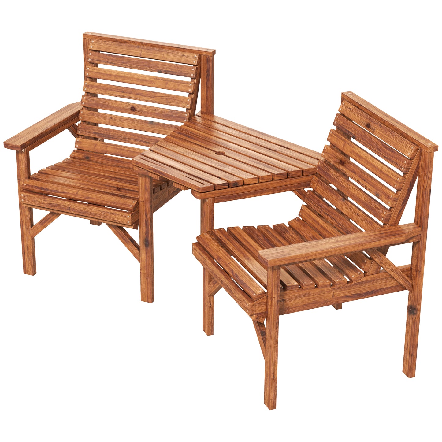 3Pcs Outdoor Bench Set for Backyard, Balcony, Tan Brown