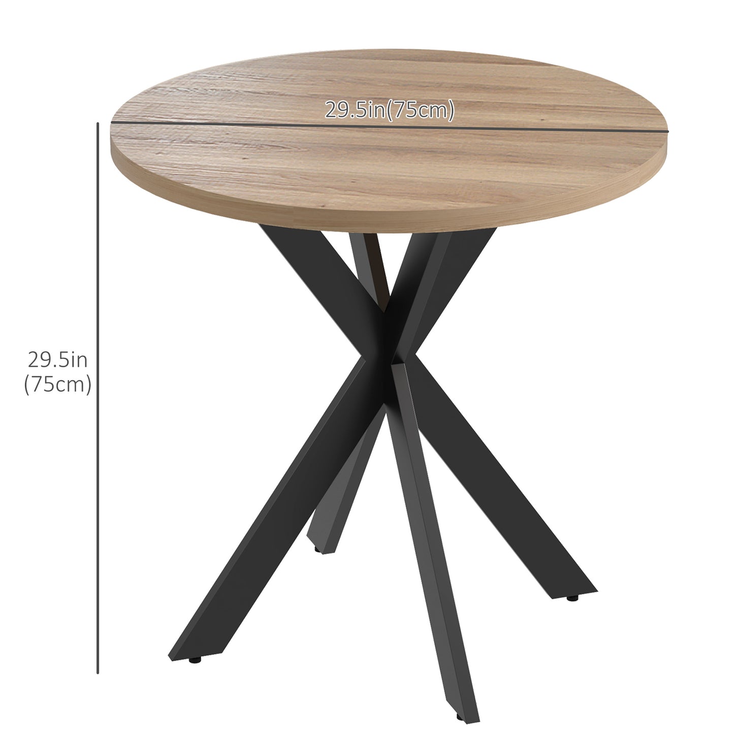 29" Dining Table, Contemporary Round with Steel Legs, in Brown