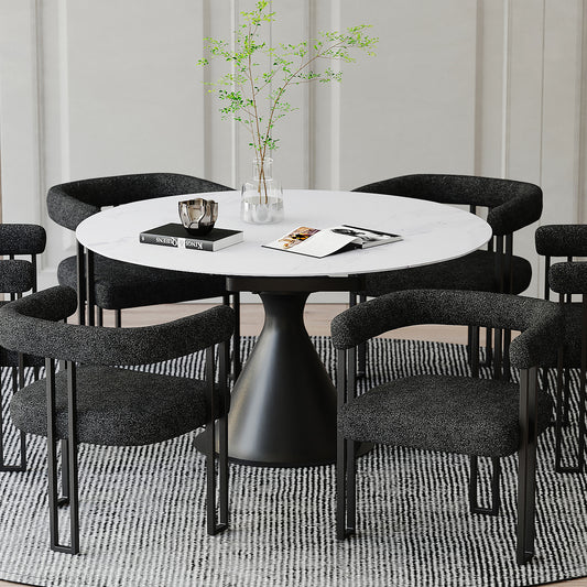 COMING SOON! Calisto Round Pedestal Dining Table w/Extension in White and Black