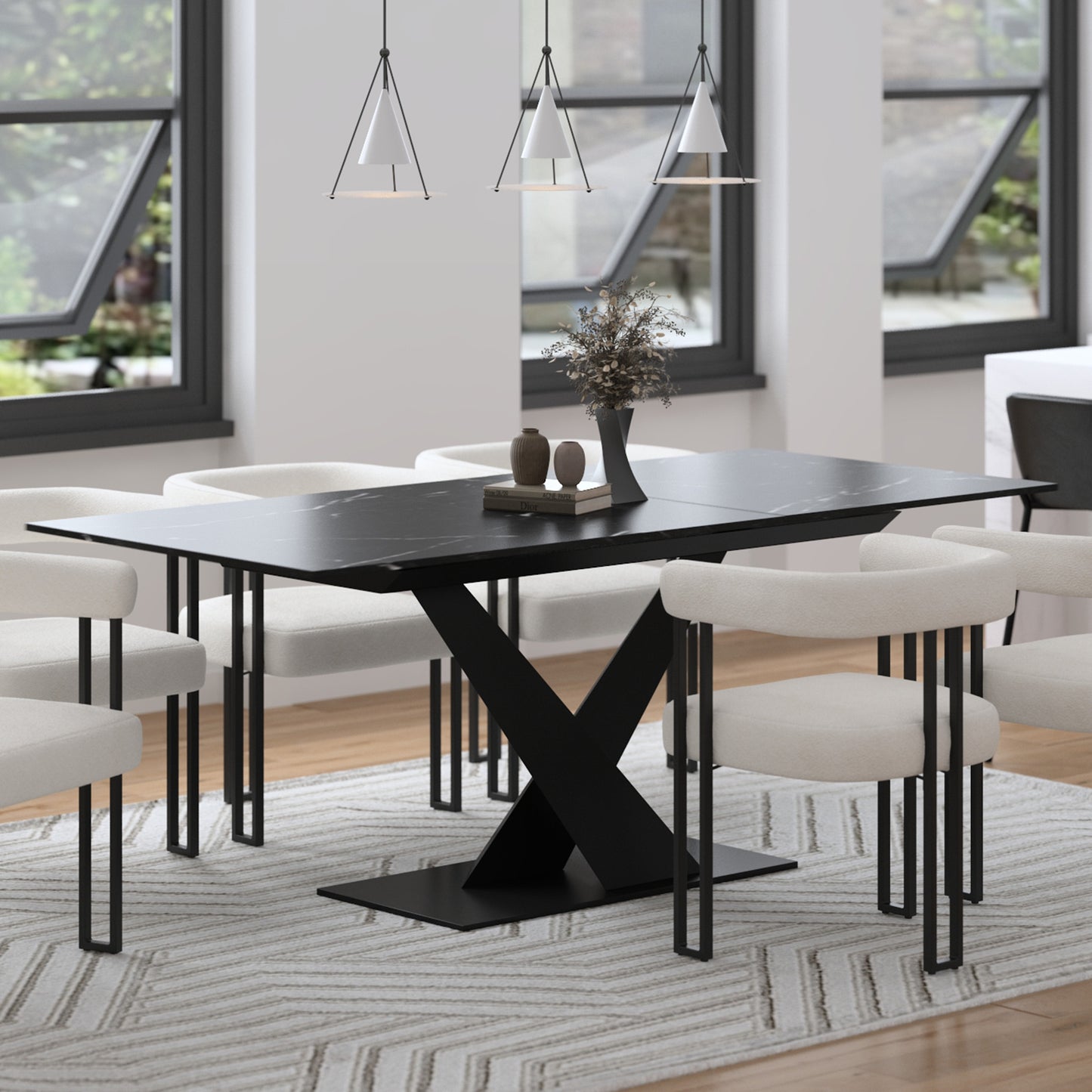 Julius Dining Table w/Extension in Black