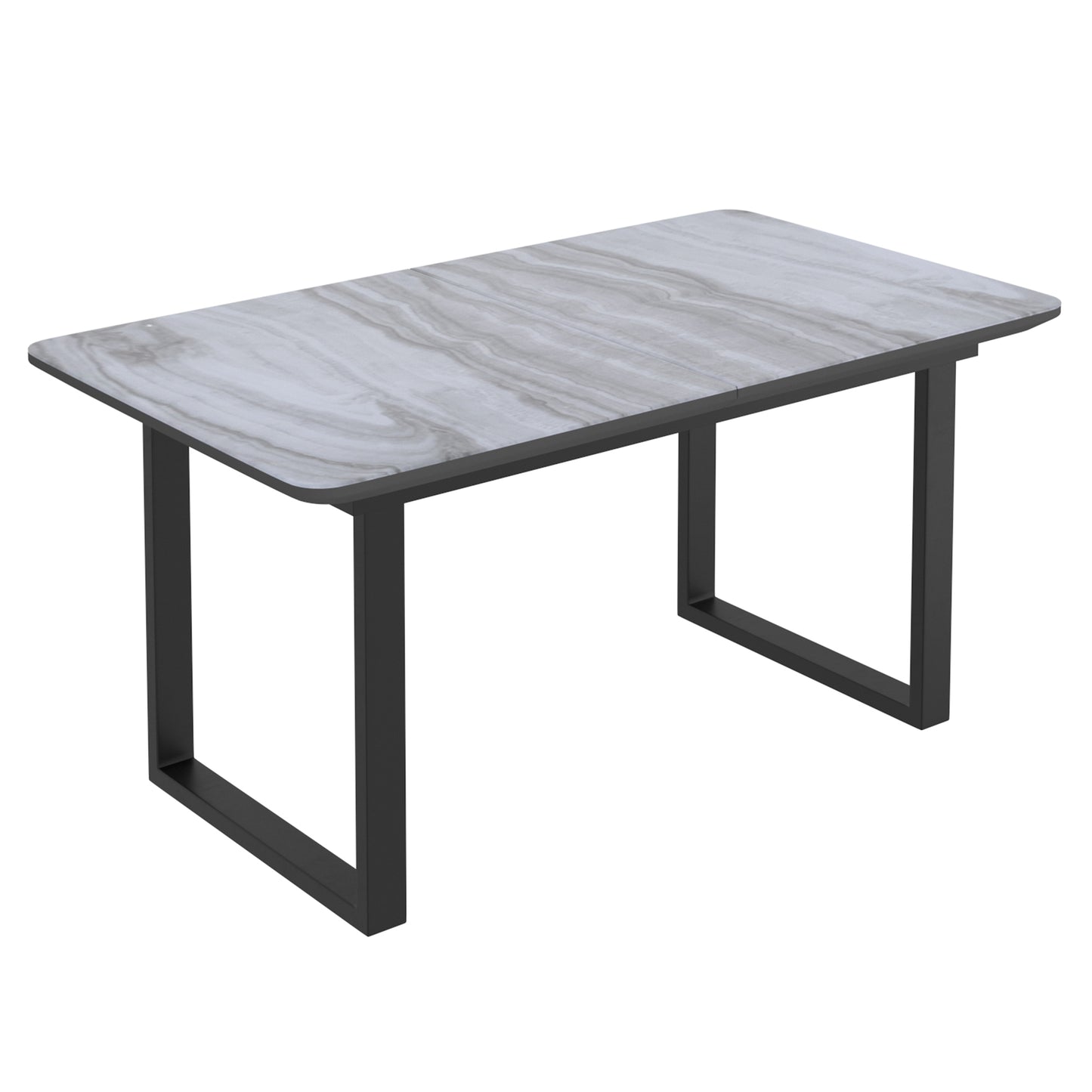 Gavin Dining Table w/Extension in Black and Faux Marble