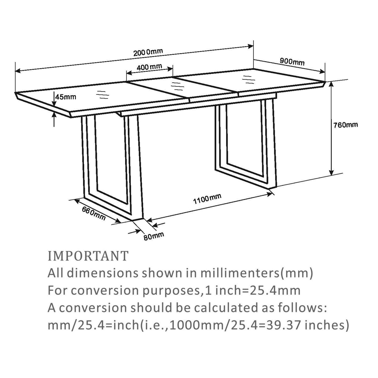 Gavin Dining Table w/Extension in Black and Faux Marble