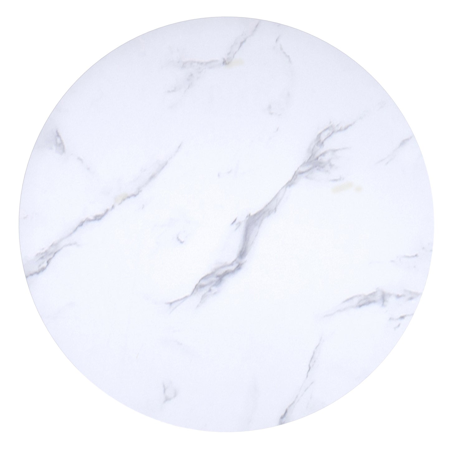 Zilo 40" Round Dining Table in White Faux Marble and Black