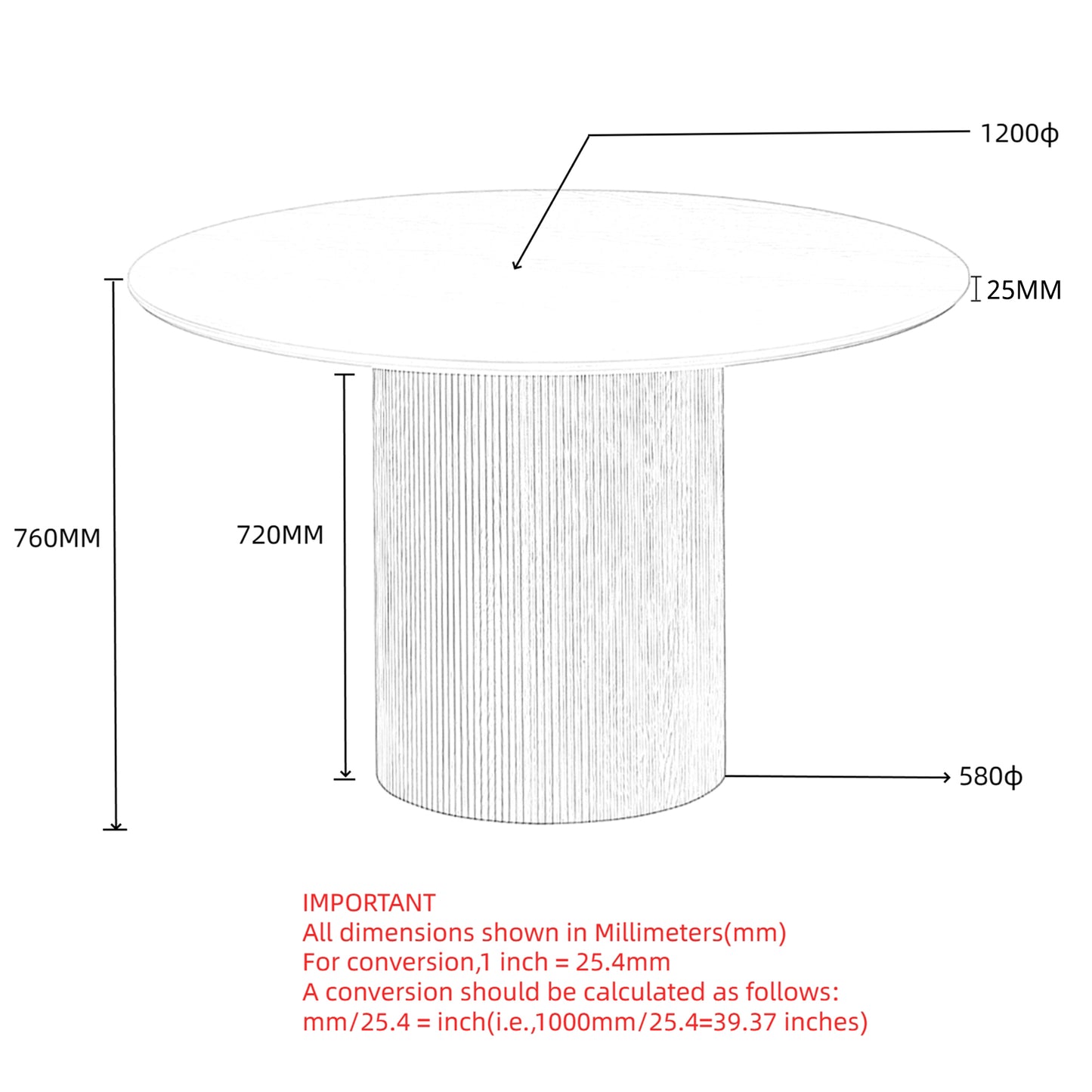 Round Dining Table in Black 47.25" Dia. x 30"H