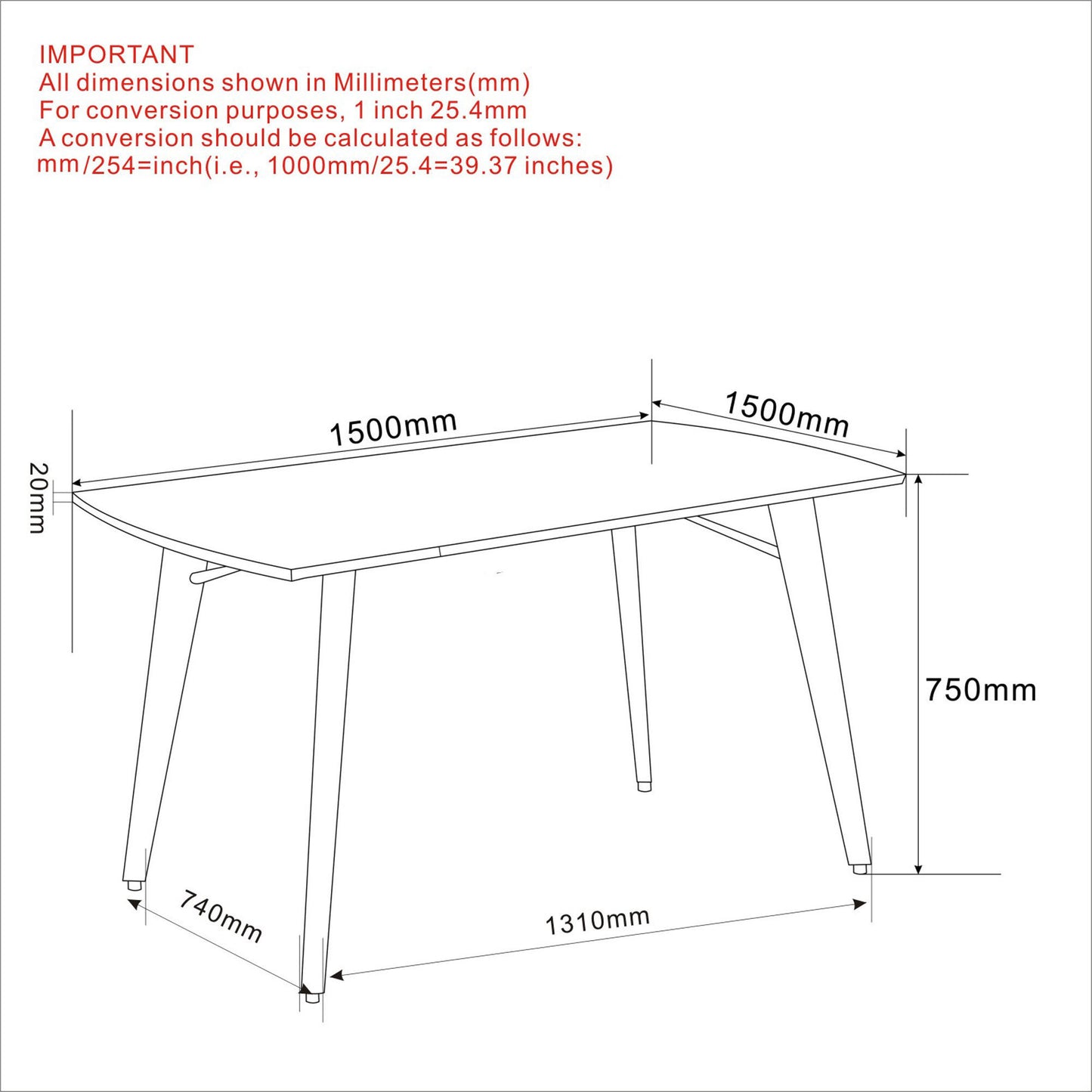 Leon Rectangular Dining Table in Natural and Black