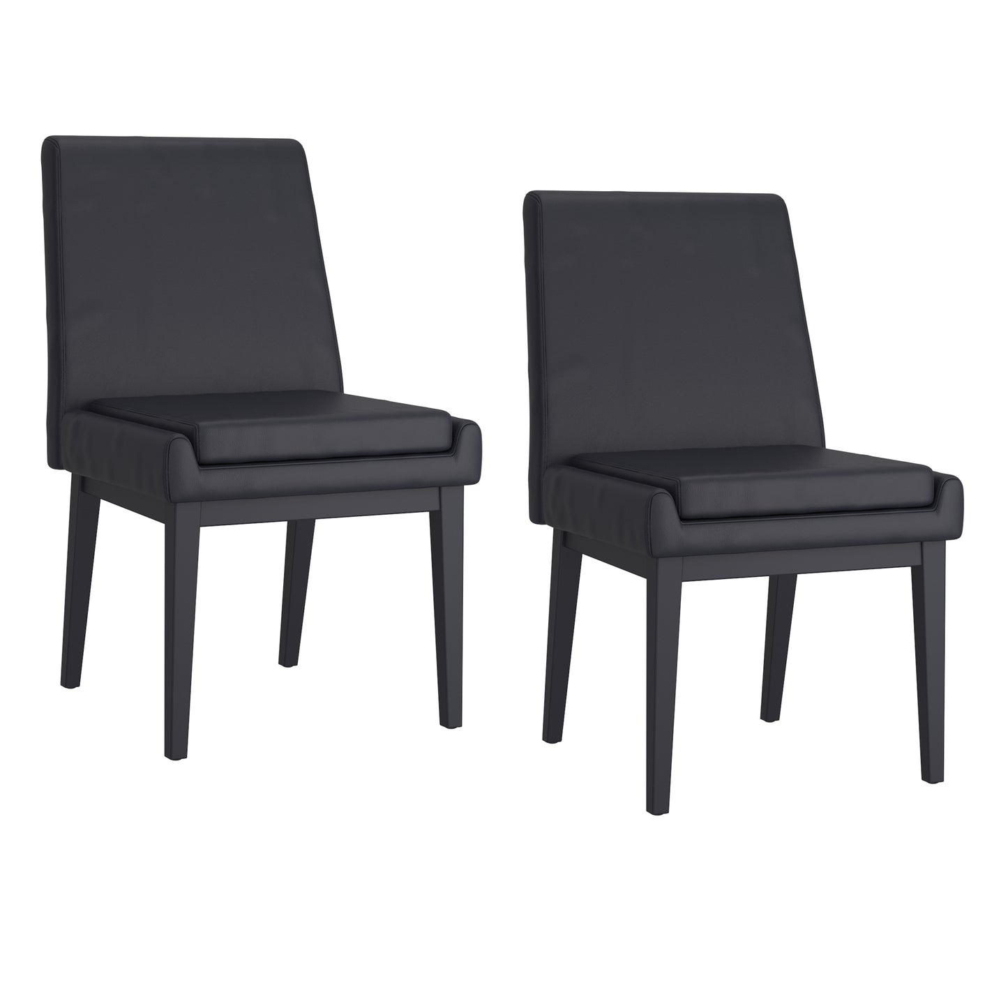 Cortez Dining Chair, Set of 2, in Black Faux Leather and Black