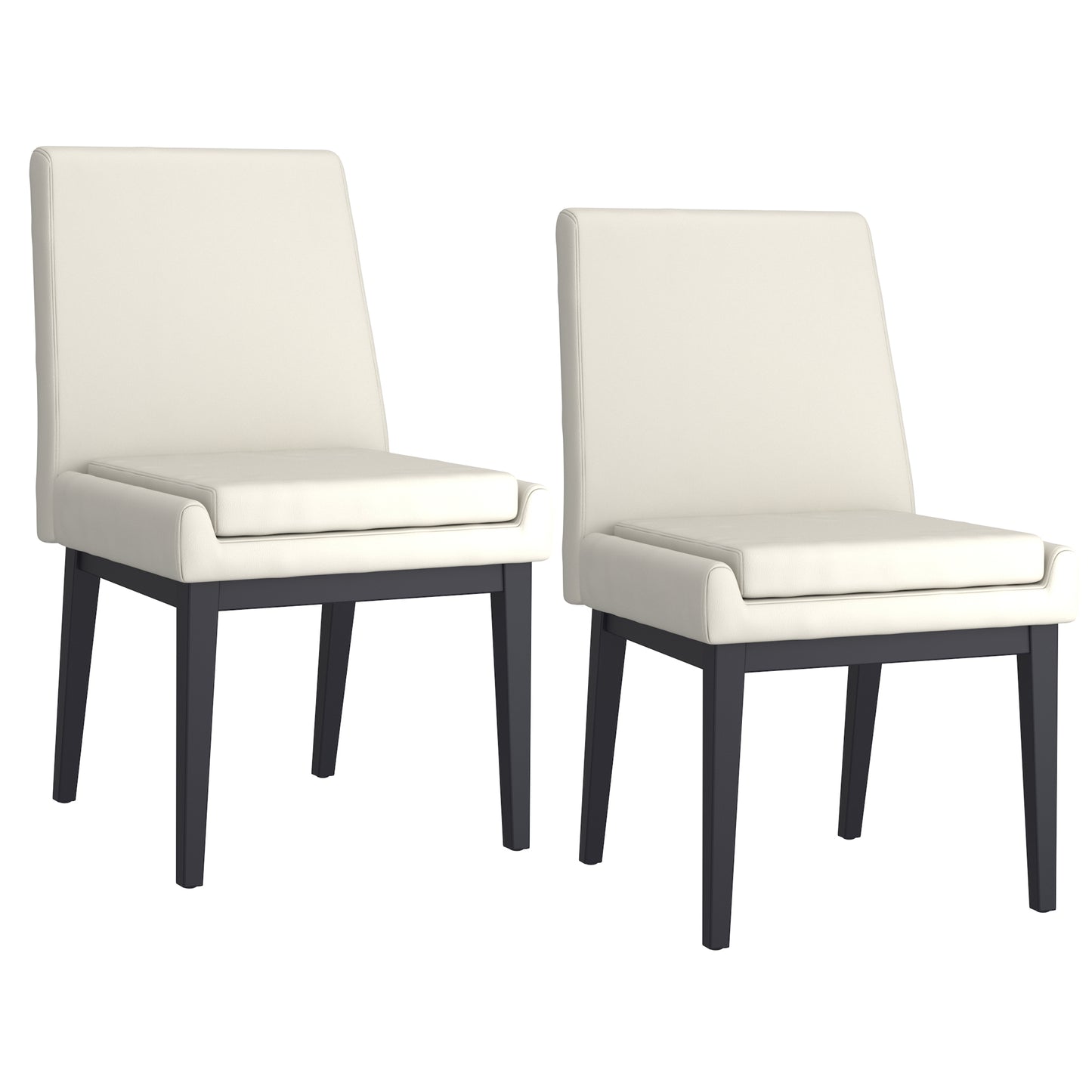 Cortez Dining Chair, Set of 2, in Beige Faux Leather and Black