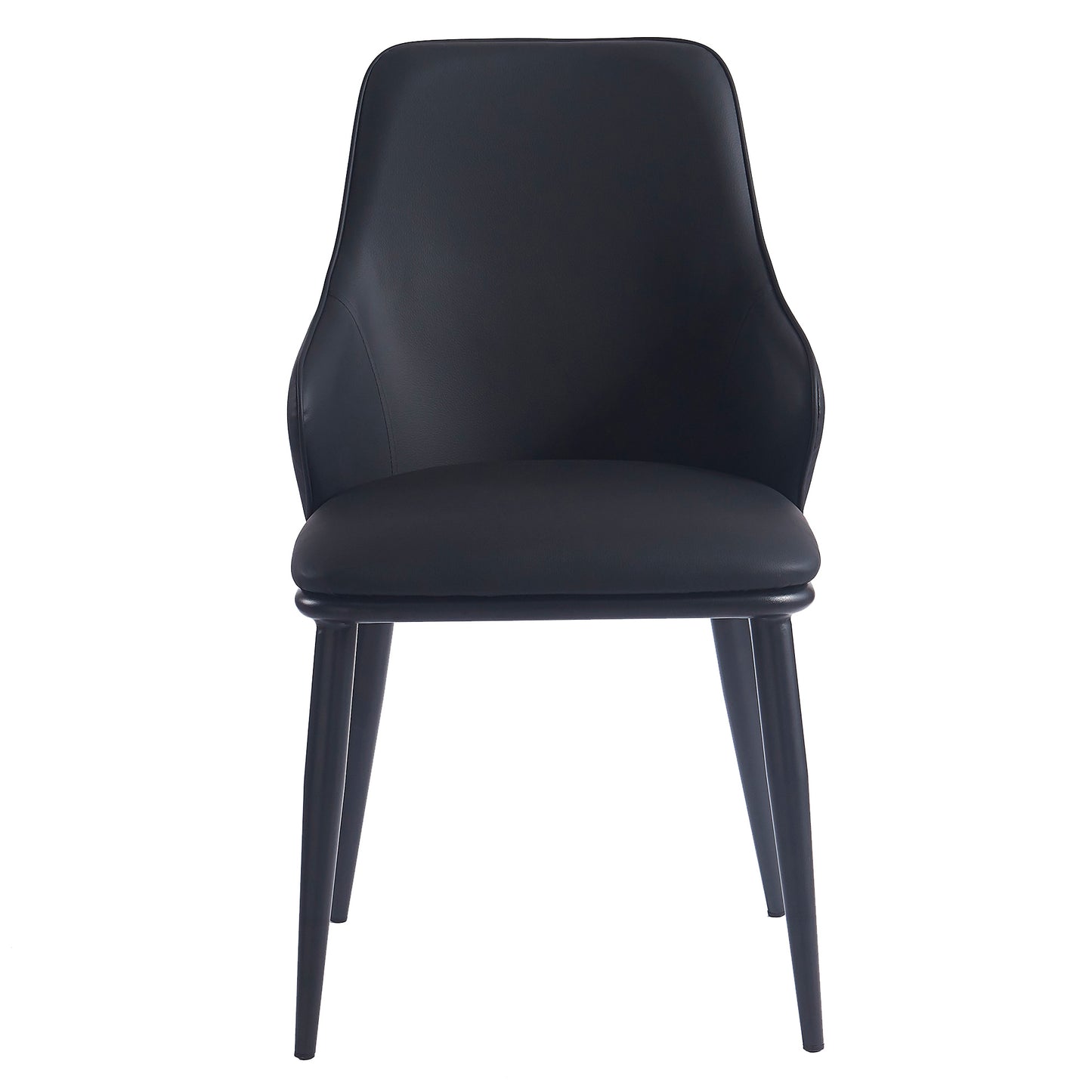 Kash Dining Chair, Set of 2, in Black Faux Leather and Black