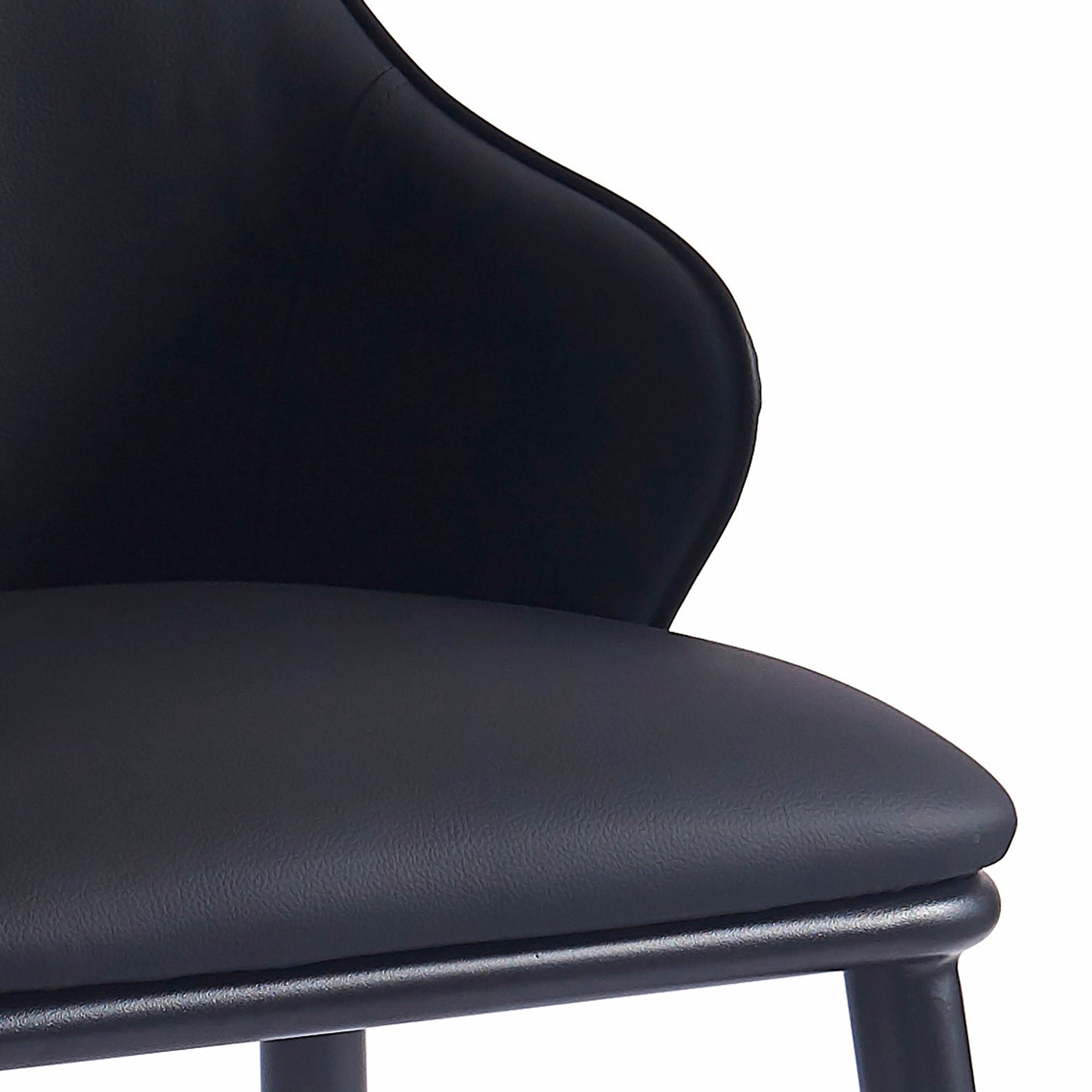 Kash Dining Chair, Set of 2, in Black Faux Leather and Black