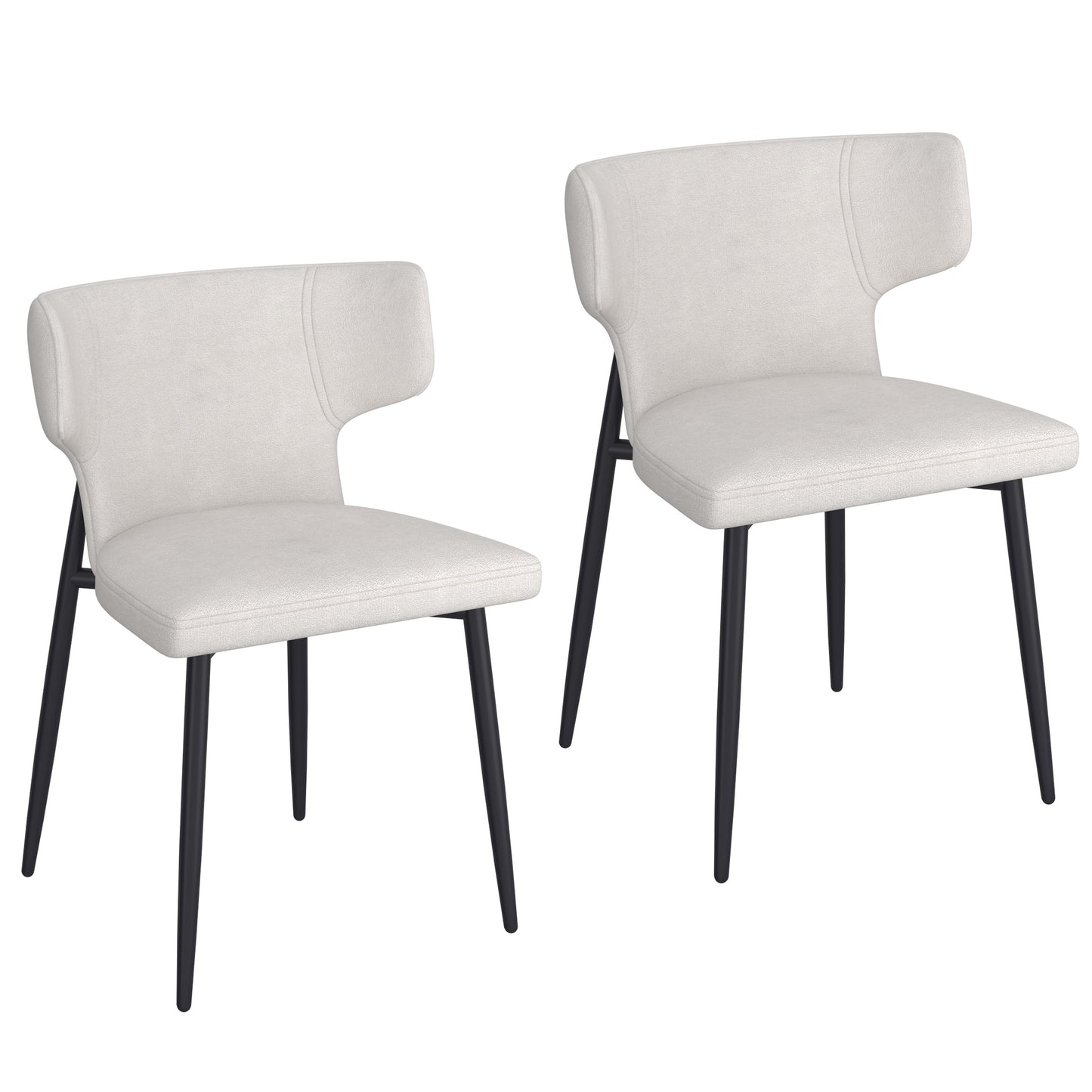 Olis Dining Chair, Set of 2, in Beige Fabric and Black