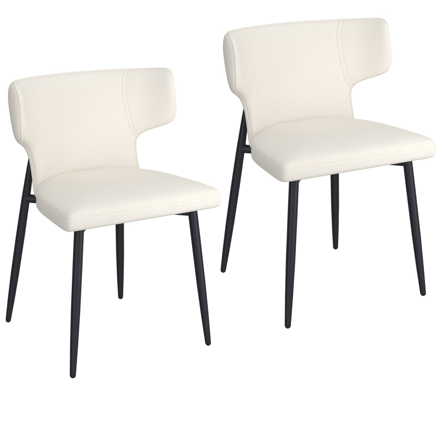 Olis Dining Chair, Set of 2, in Beige Faux Leather and Black