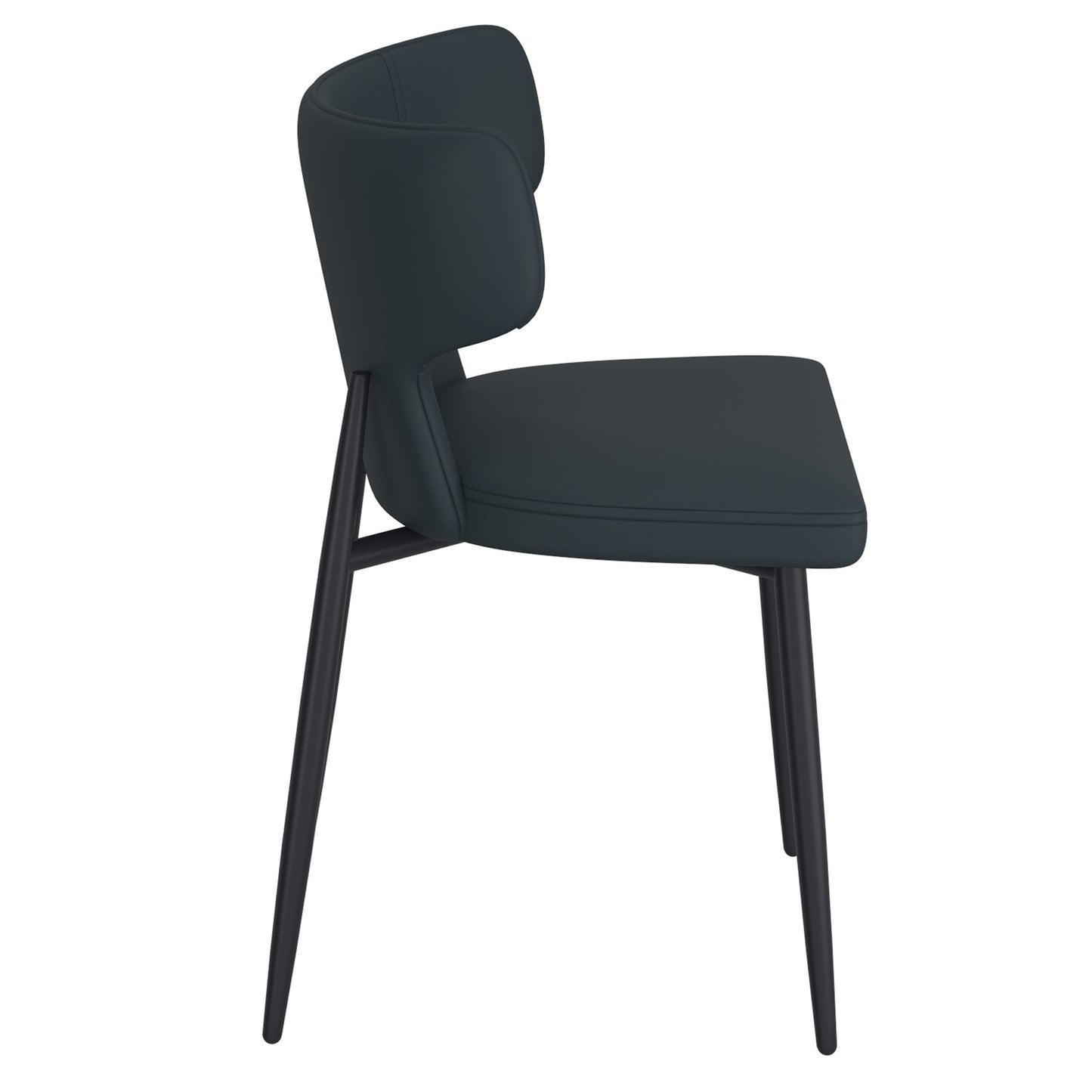 Olis Dining Chair, Set of 2, in Black Faux Leather and Black