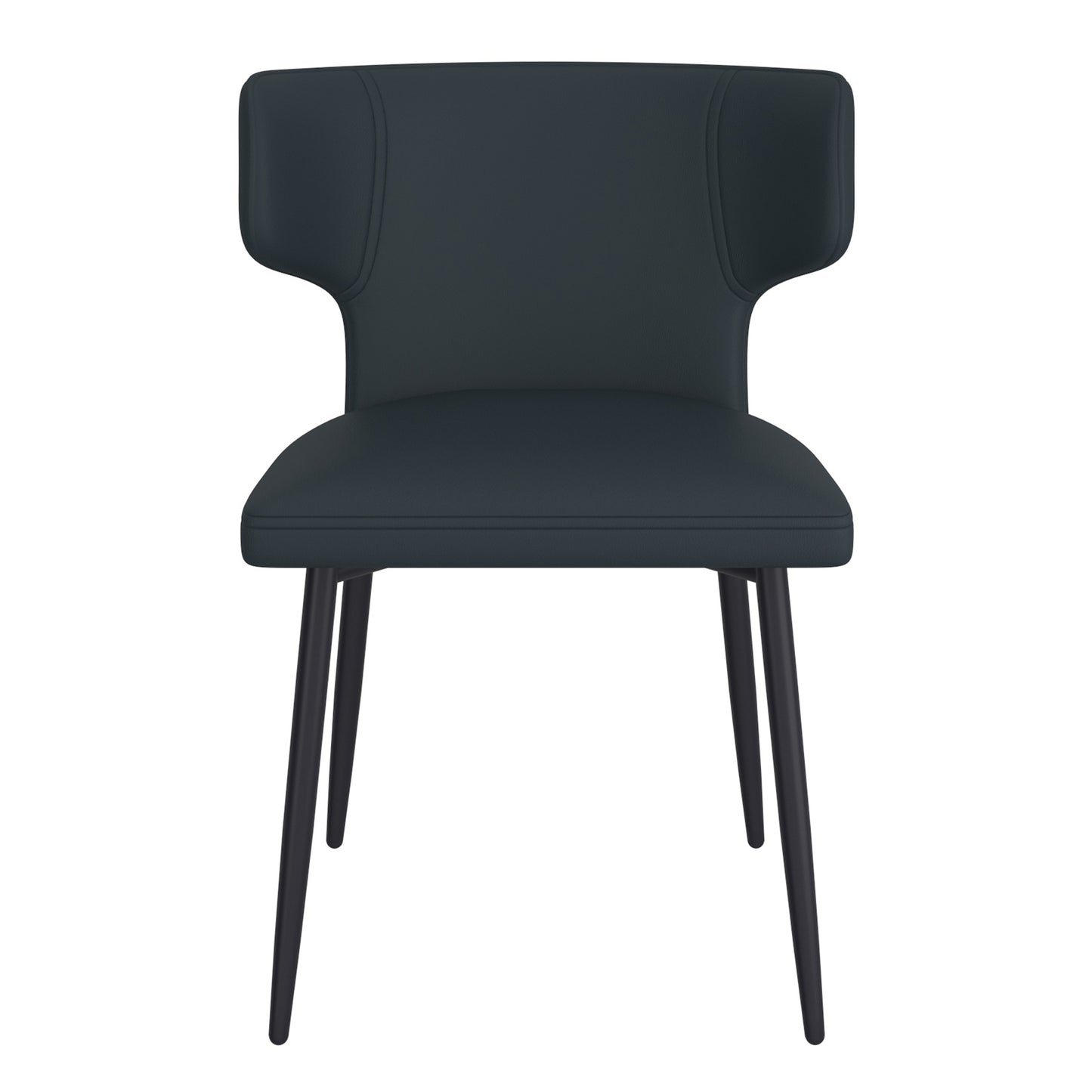Olis Dining Chair, Set of 2, in Black Faux Leather and Black