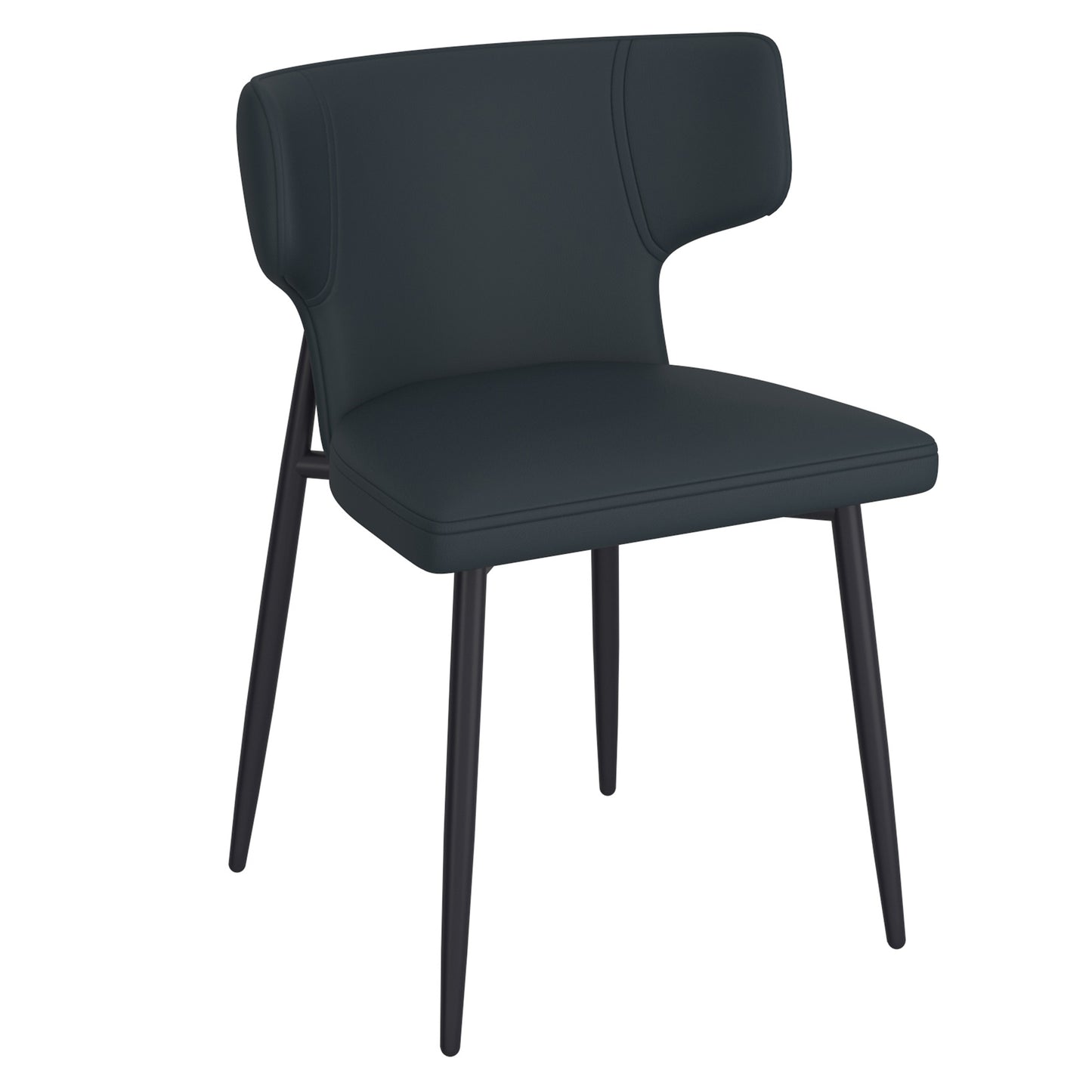 Olis Dining Chair, Set of 2, in Black Faux Leather and Black