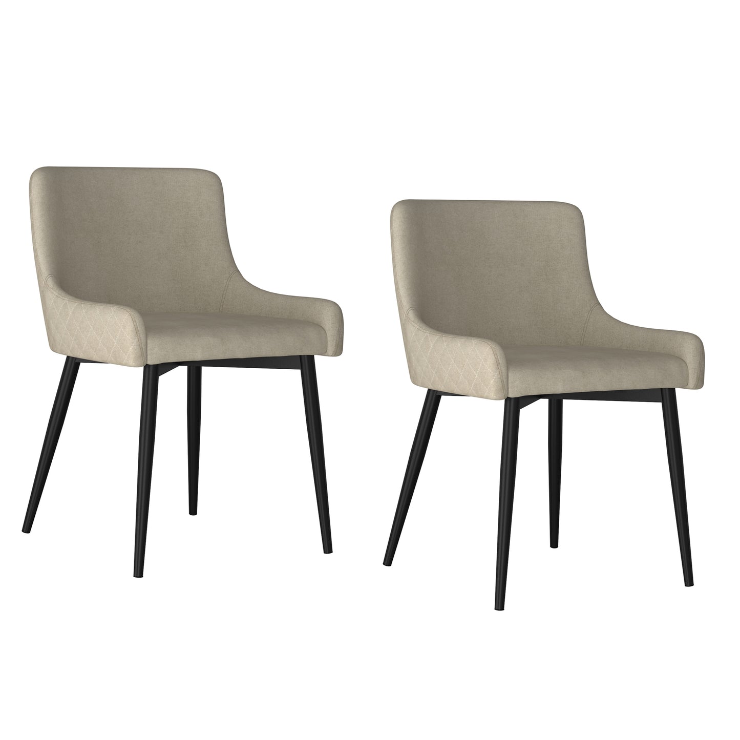 Bianca Side Chair, Set of 2 in Beige and Black Leg