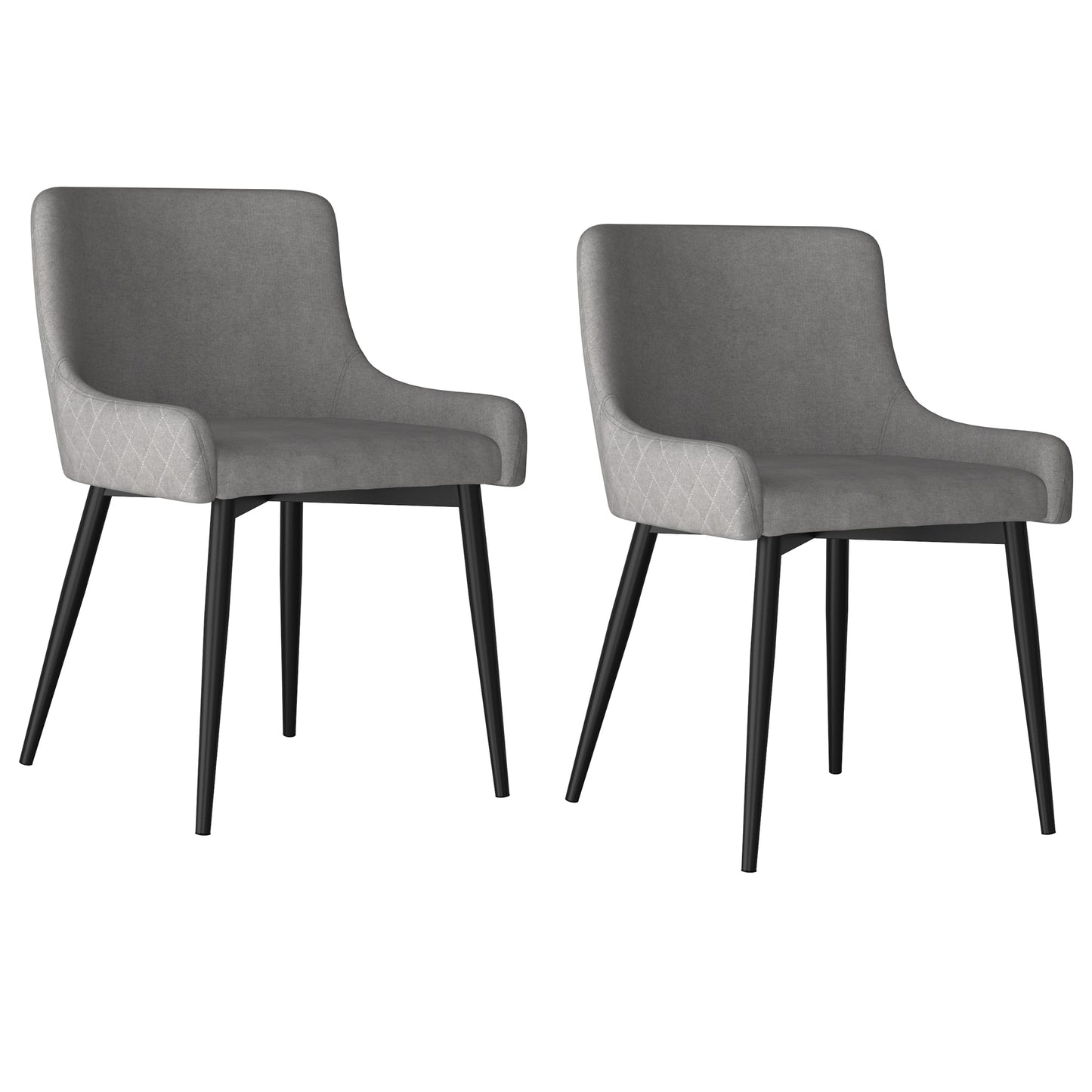 Bianca Side Chair, Set of 2 in Grey and Black Leg