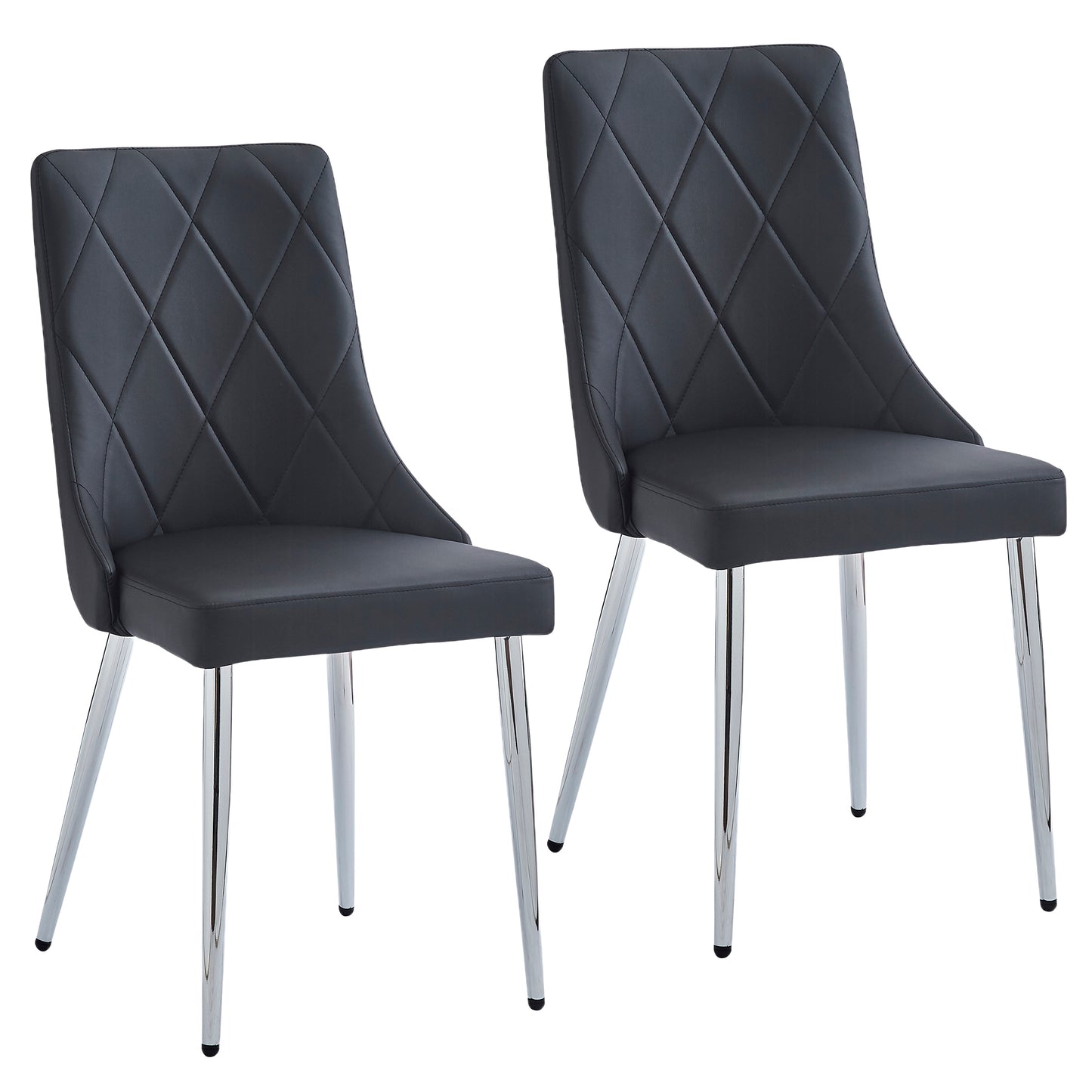 Devo Dining Chair, set of 2, in Black and Chrome