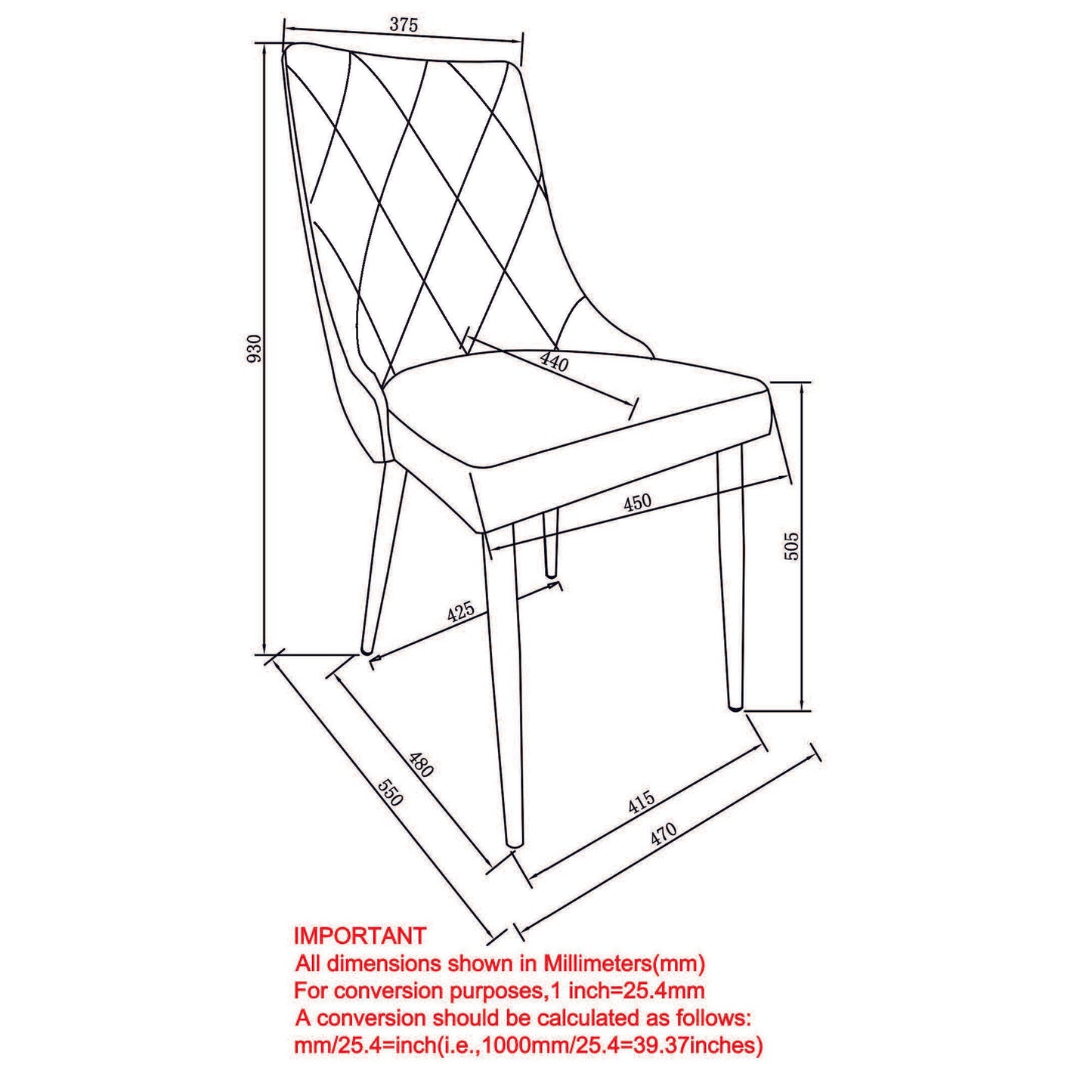 Devo Dining Chair, set of 2, in Black and Chrome