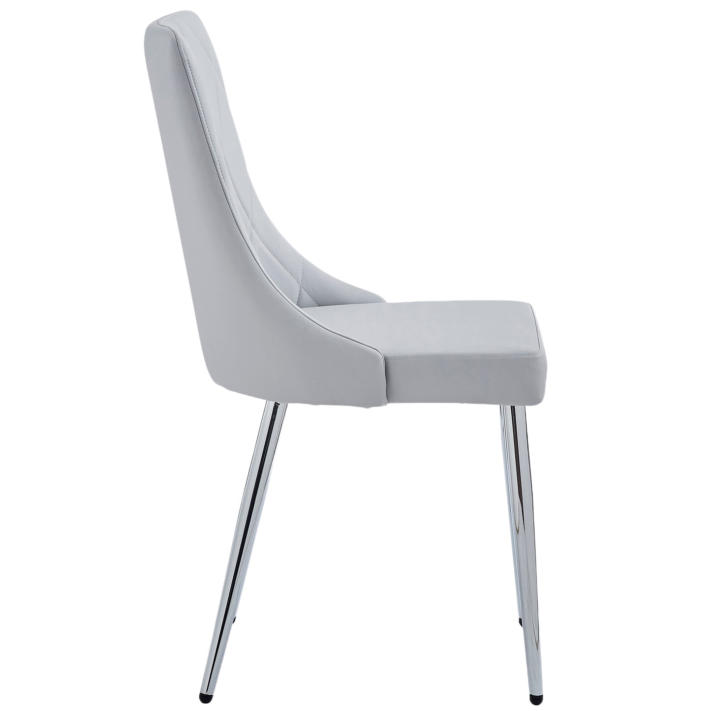 Devo Dining Chair, set of 2, in Light Grey and Chrome