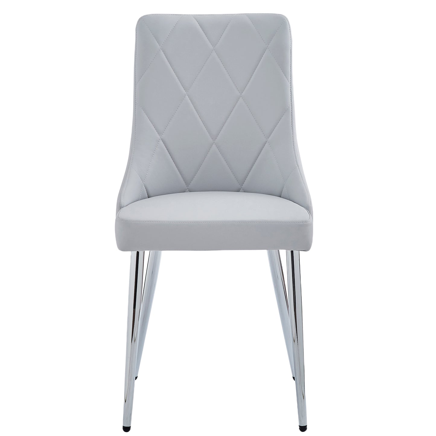 Devo Dining Chair, set of 2, in Light Grey and Chrome