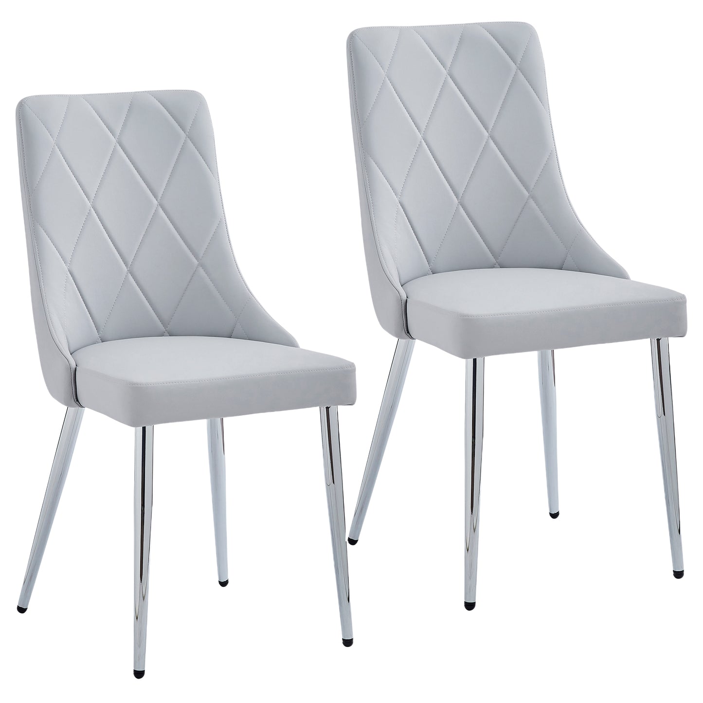 Devo Dining Chair, set of 2, in Light Grey and Chrome