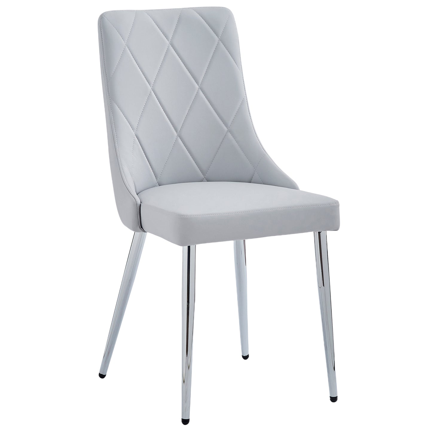 Devo Dining Chair, set of 2, in Light Grey and Chrome