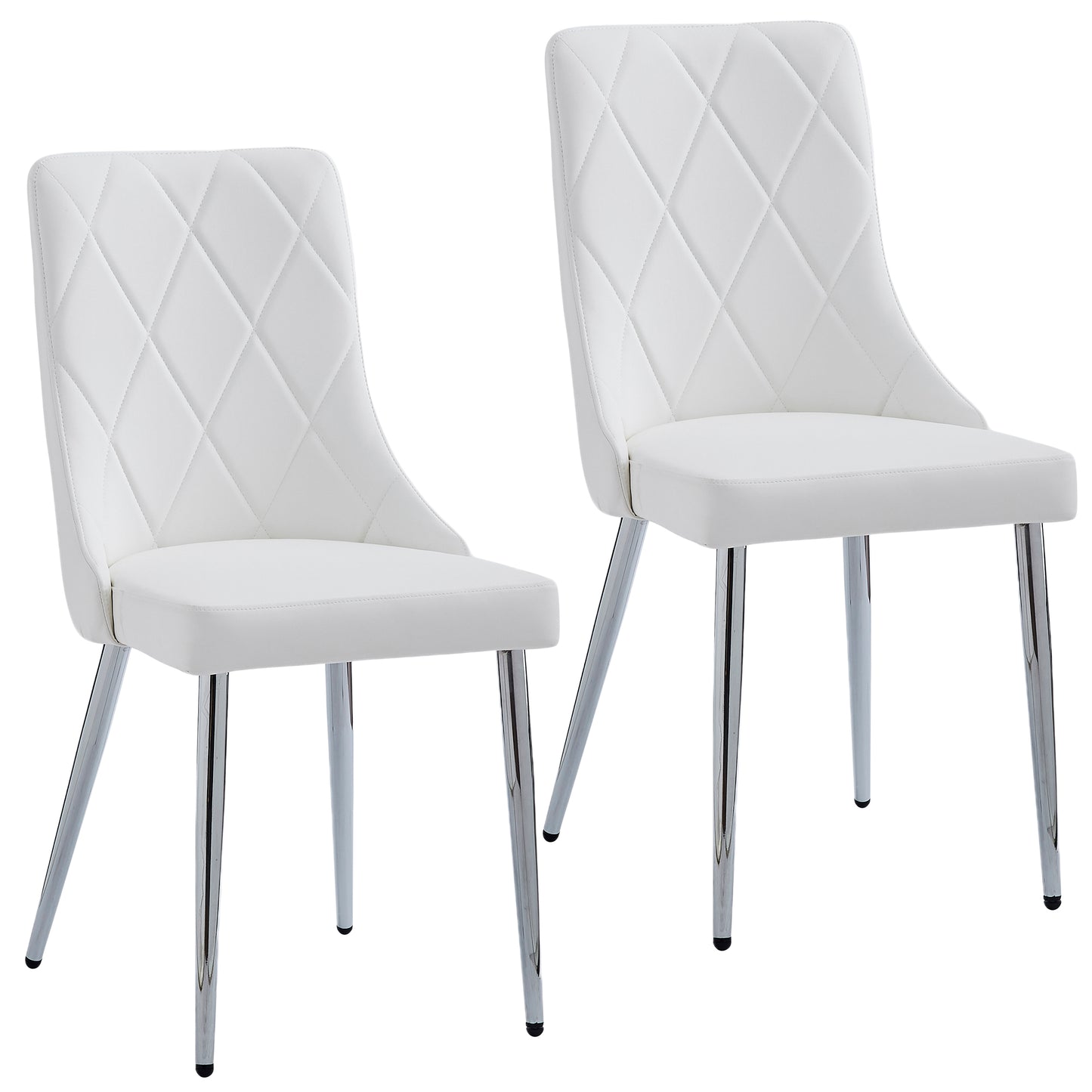 Devo Dining Chair, set of 2, in White and Chrome