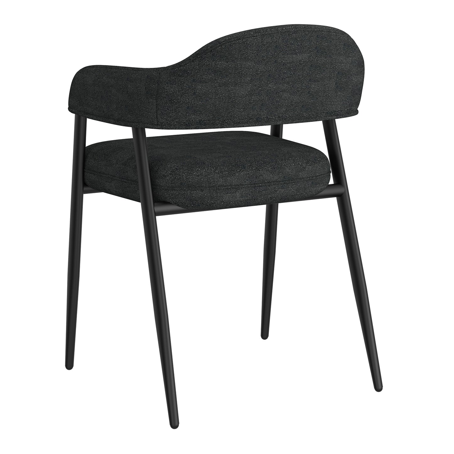 Archer Dining Chair, Set of 2, in Black Fabric and Black