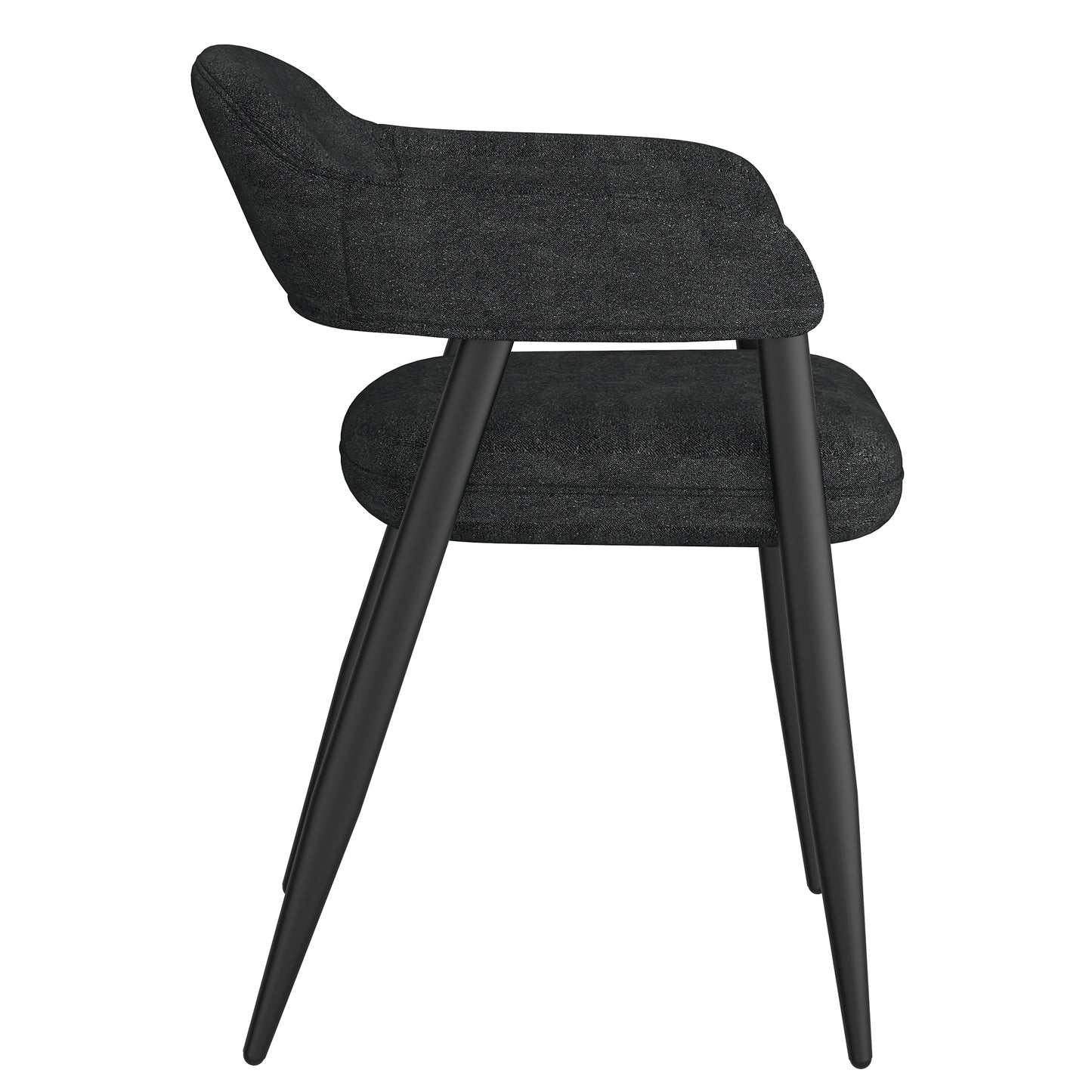 Archer Dining Chair, Set of 2, in Black Fabric and Black