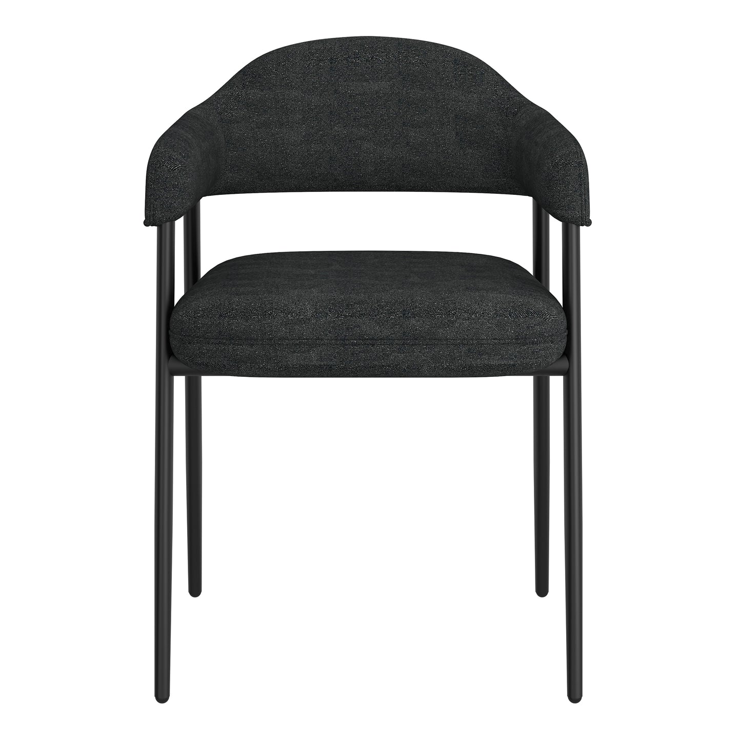 Archer Dining Chair, Set of 2, in Black Fabric and Black