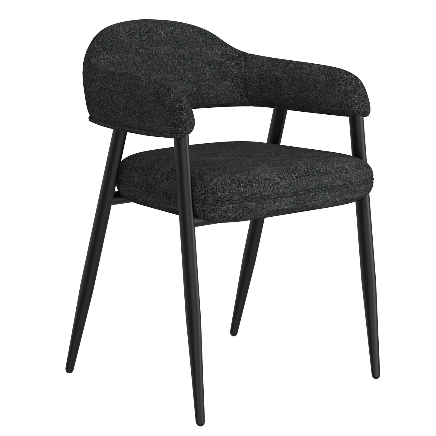 Archer Dining Chair, Set of 2, in Black Fabric and Black