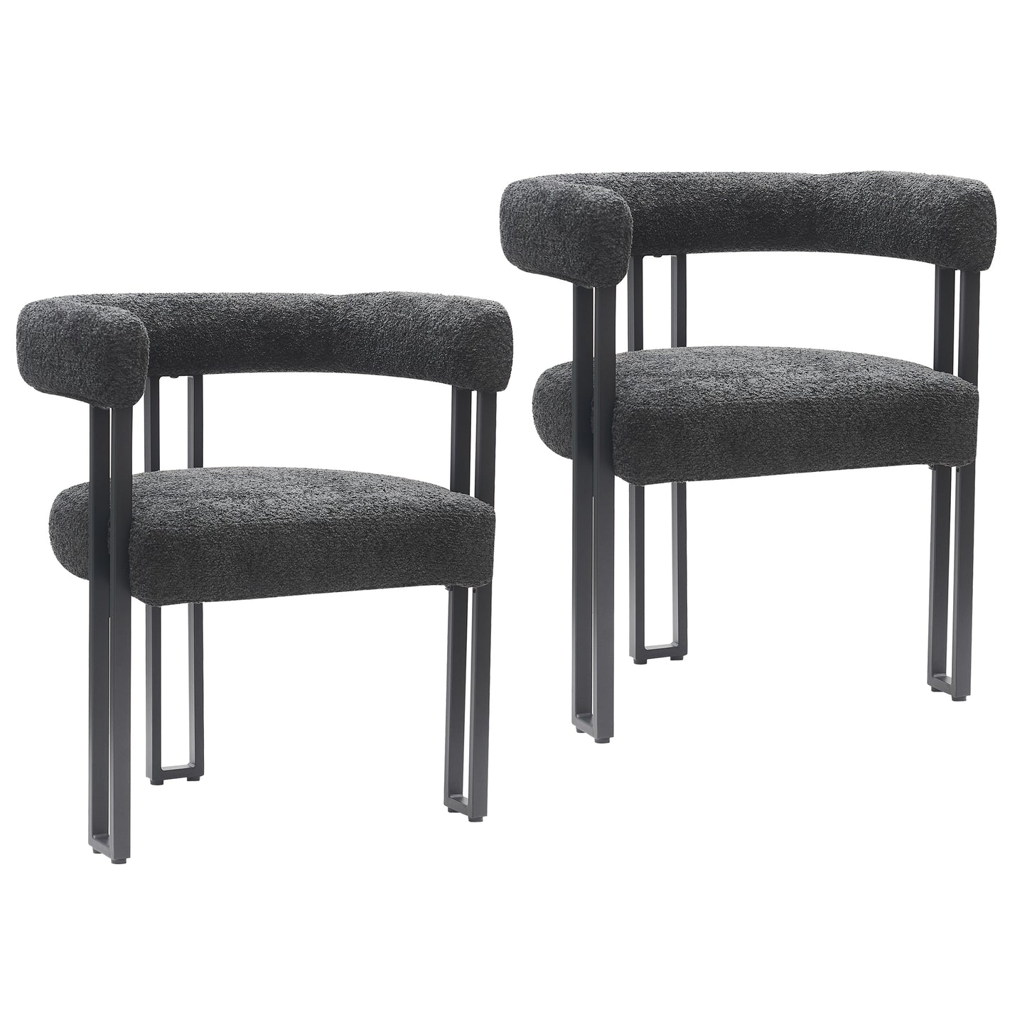 Scarlet Dining Chair, Set of 2 in Charcoal Boucle and Black