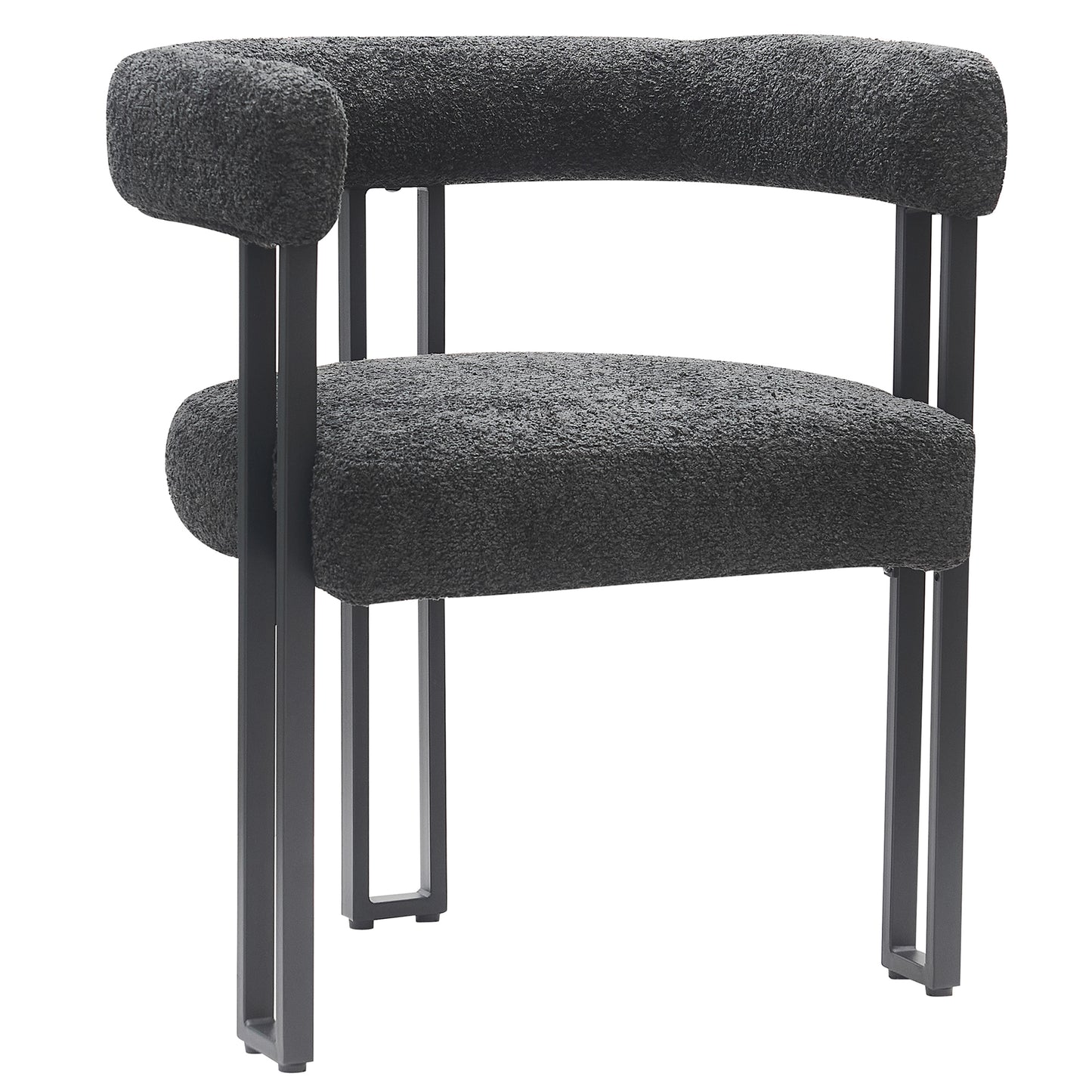 Scarlet Dining Chair, Set of 2 in Charcoal Boucle and Black