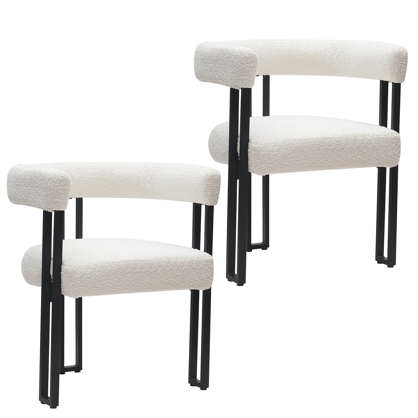 Scarlet Dining Chair, Set of 2 in Ivory Boucle and Black